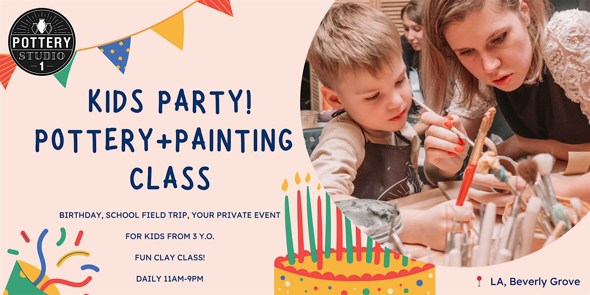 Kids’ Pottery+Painting Party – Beverly Grove at 8384 Beverly Blvd – Los Angeles, CA