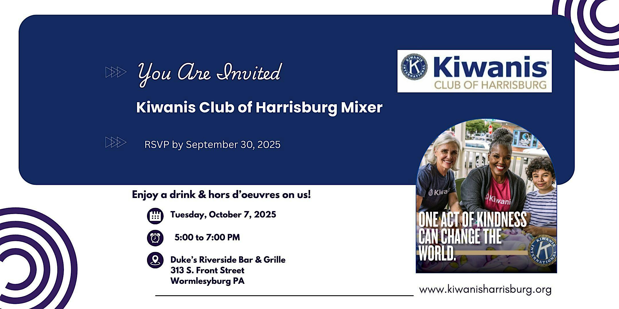 Kiwanis Club of Harrisburg Mixer at Duke’s Riverside Bar & Grille – Wormleysburg, PA