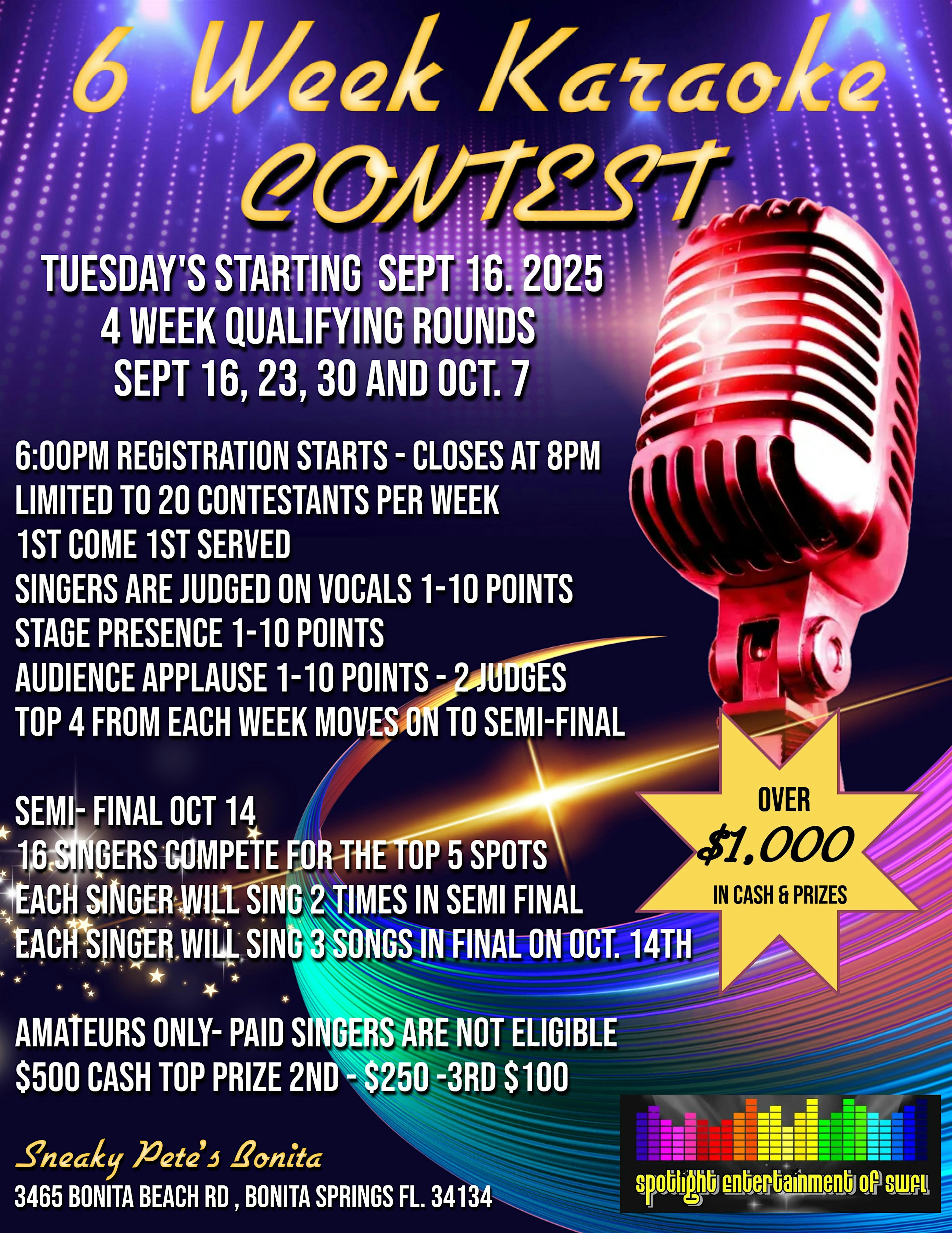 Tuesday Night Karaoke Contest at Sneaky Pete’s – Bonita Springs, FL