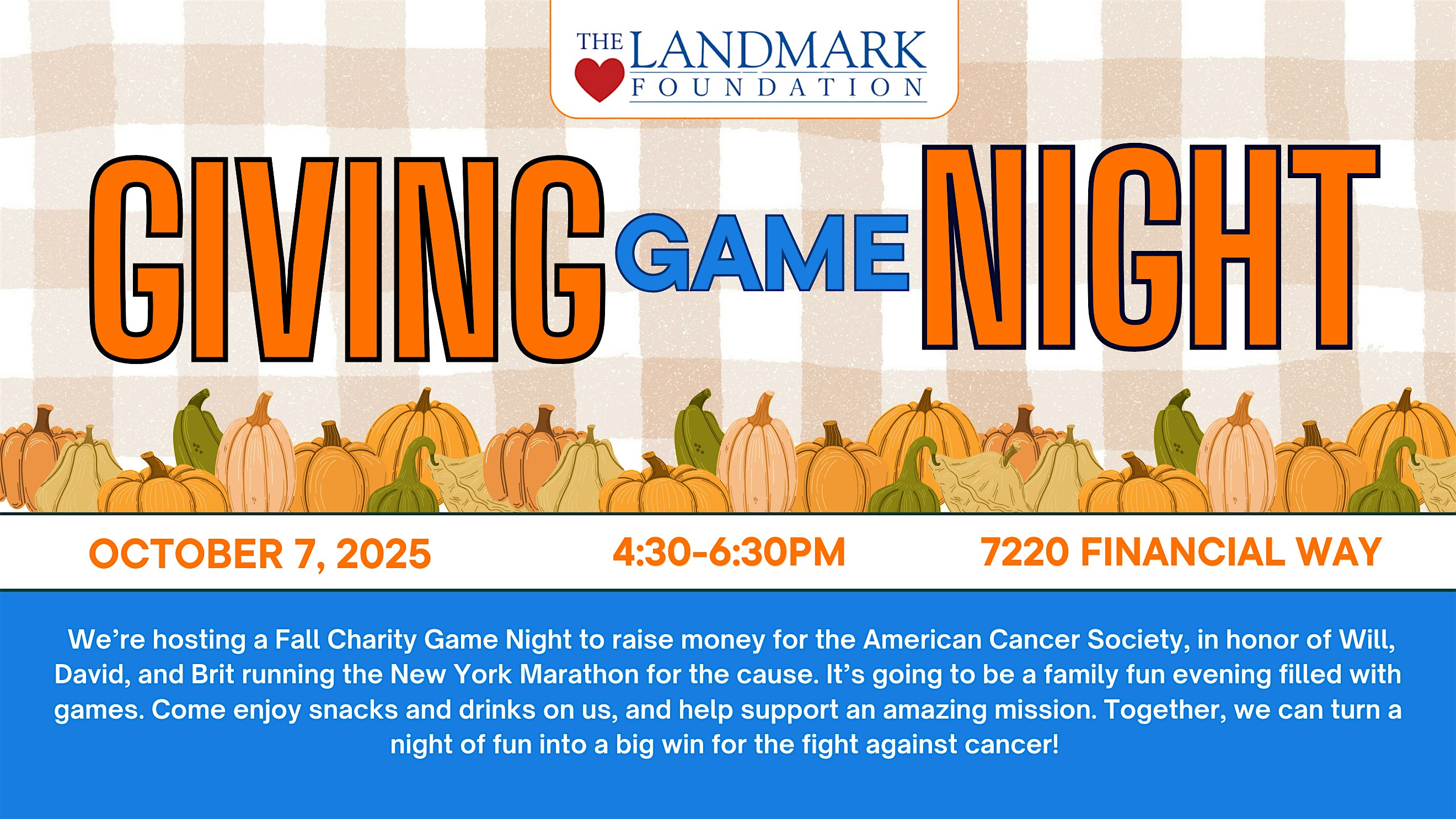 Giving Game Night at 7220 Financial Way – Jacksonville, FL
