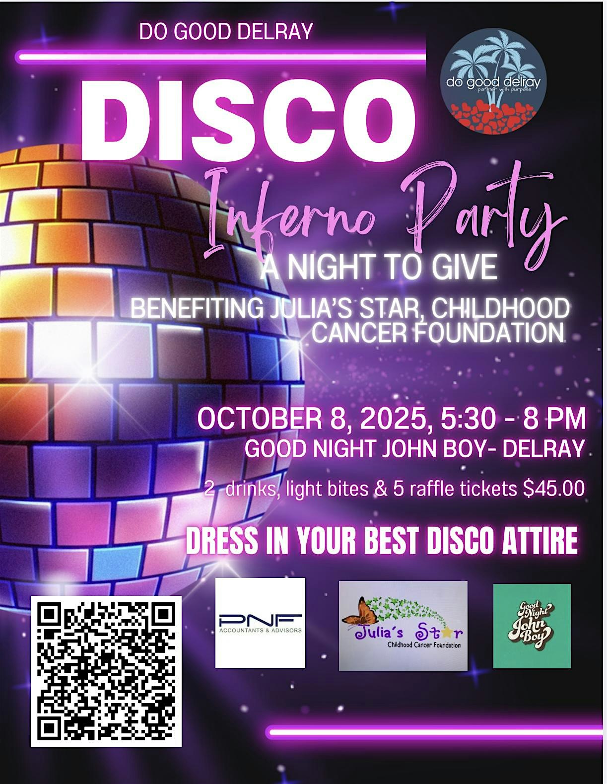 Disco Inferno – A Night to Give at Good Night John Boy – Delray Beach, FL
