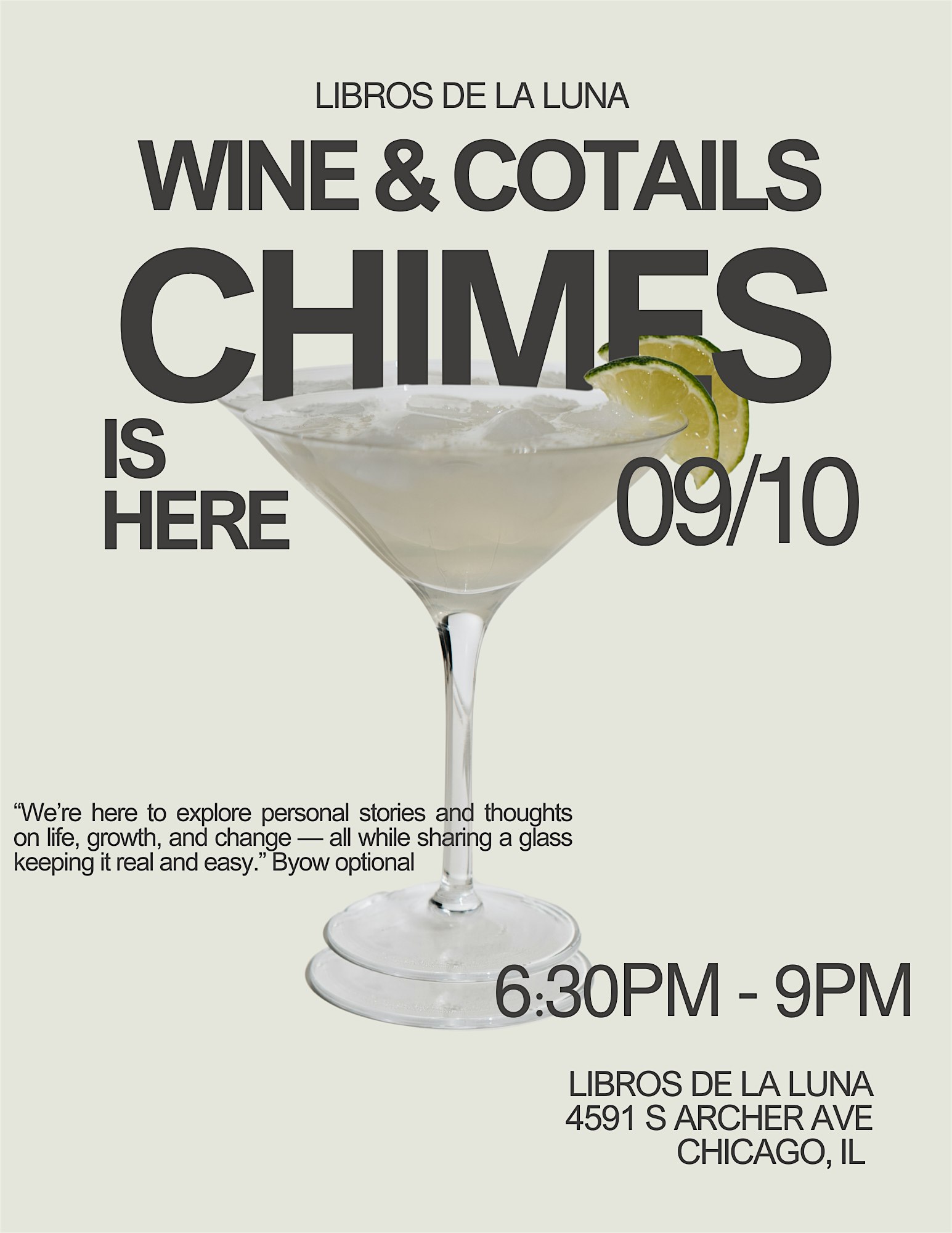 ✨ **Wine & Cocktail Chime** ✨ at 4591 S Archer Ave – Chicago, IL