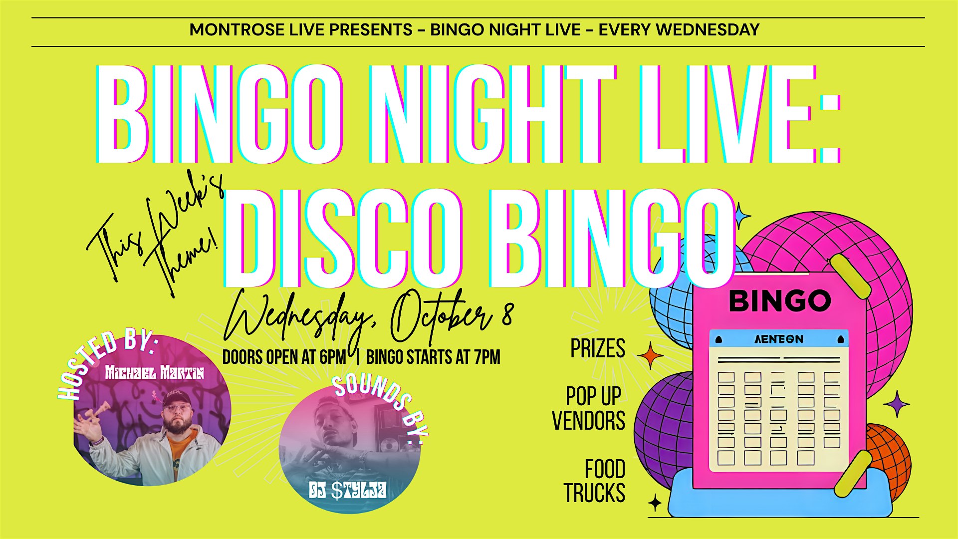 Disco Bingo Night at Montrose Live at 1001 Westheimer Rd – Houston, TX