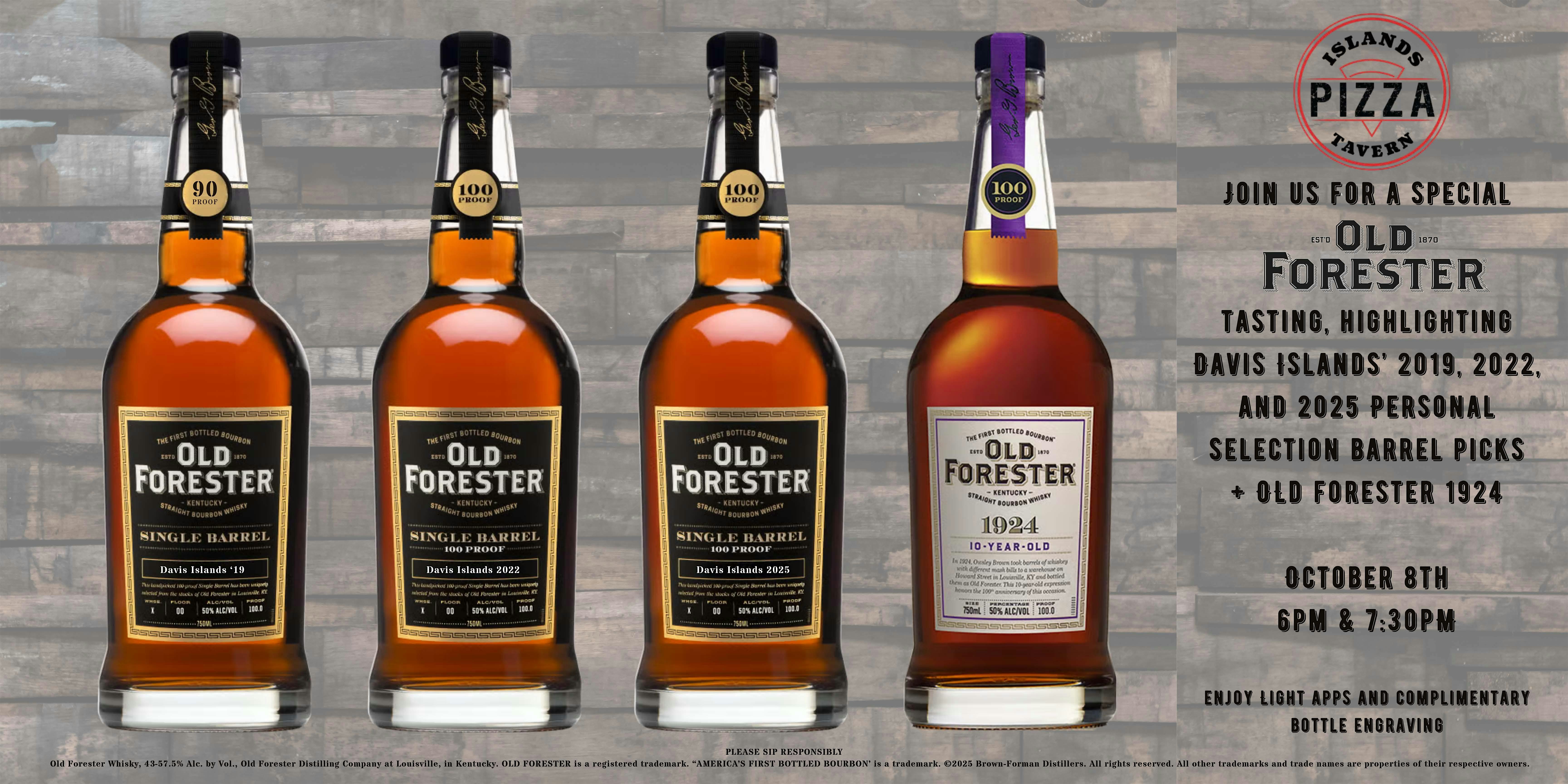 Old Forester Barrel Pick Release Party at Islands Pizza Tavern at Islands Pizza Tavern – Tampa, FL