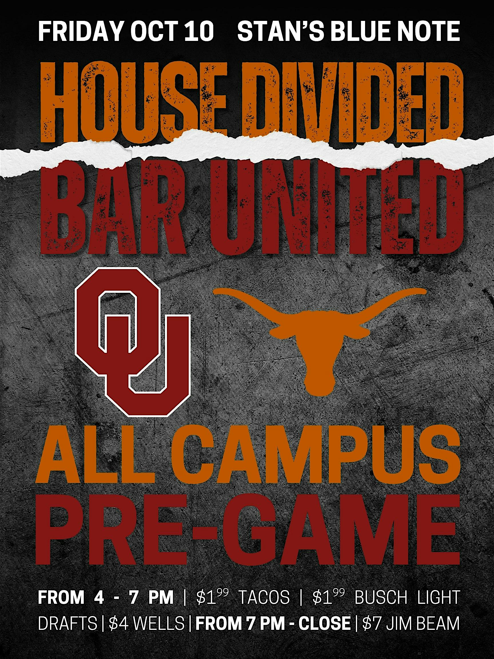 TX-OU All Campus Pre-Game Party at Stan’s at Stan’s Blue Note – Dallas, TX