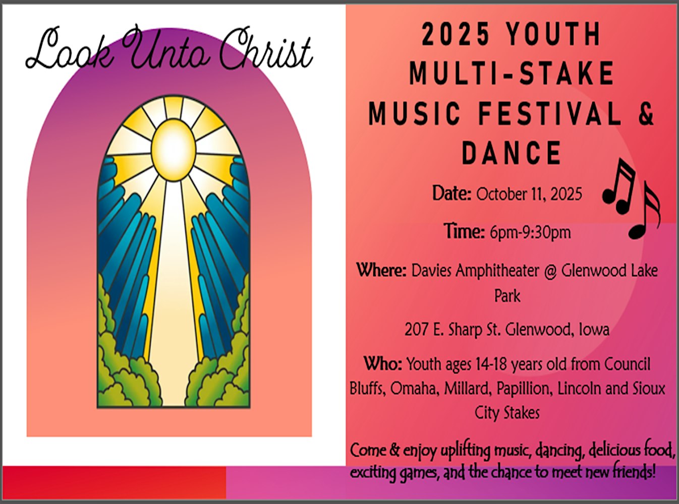 2025 Youth Multi-Stake Music Festival & Dance at Davies Amphitheatre @ Glenwood Lake Park – Glenwood, IA