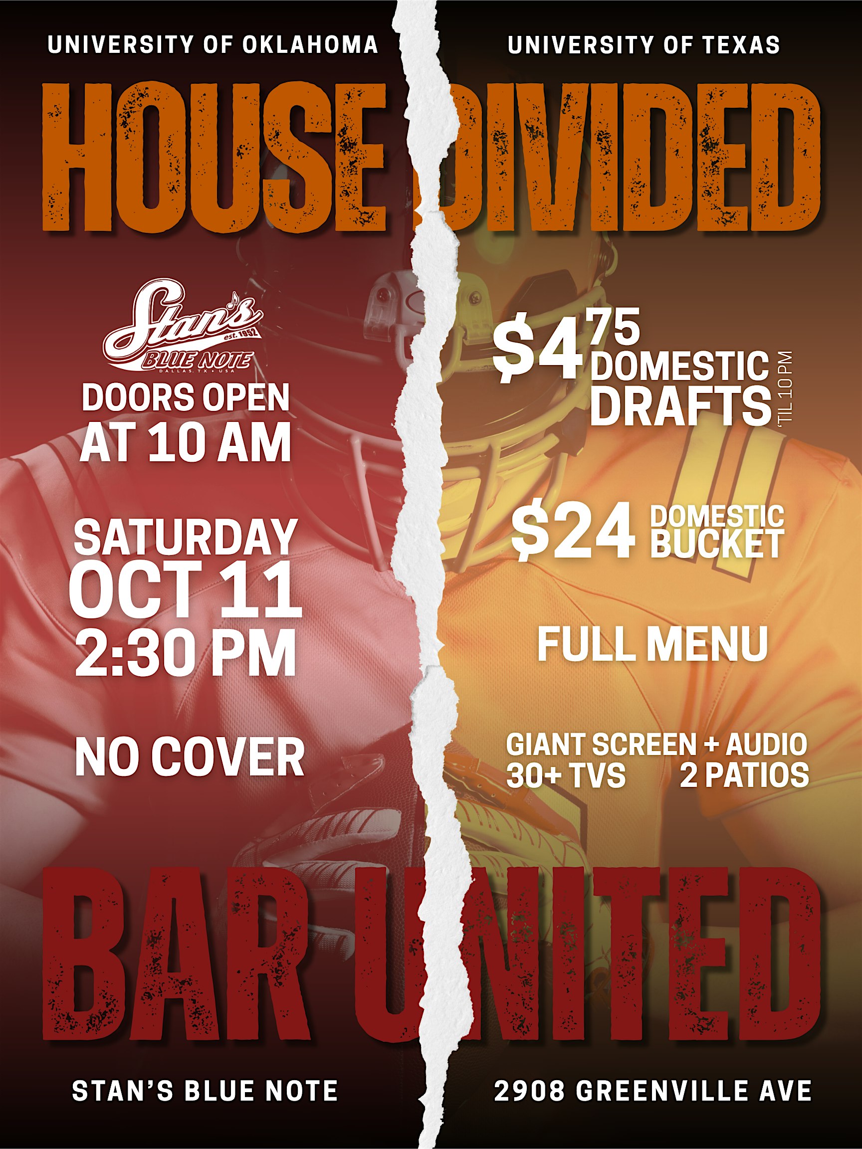 TX-OU Game Day Watch Party at Stan’s at Stan’s Blue Note – Dallas, TX