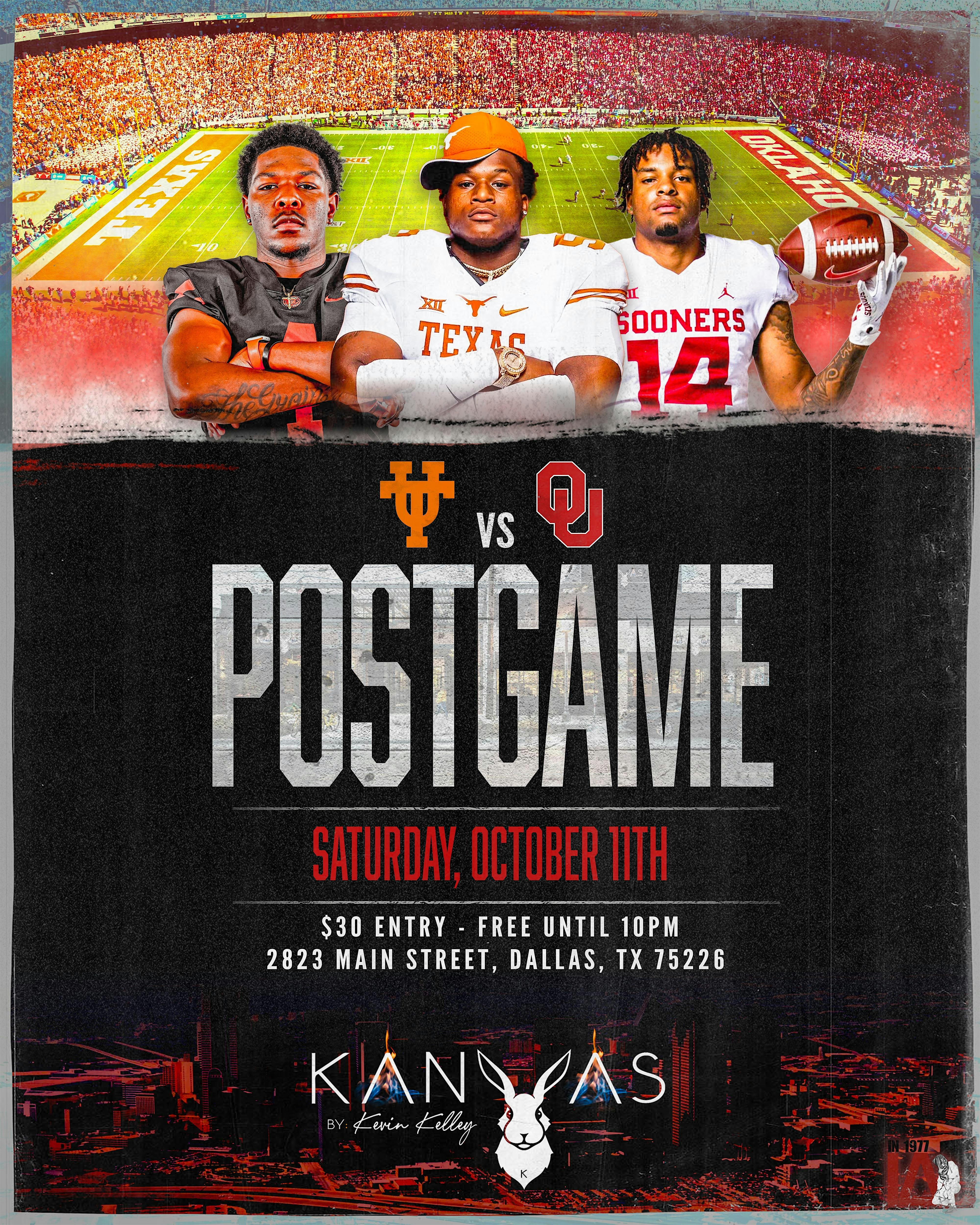 TX v OU POSTGAME PARTY at 2823 Main St – Dallas, TX