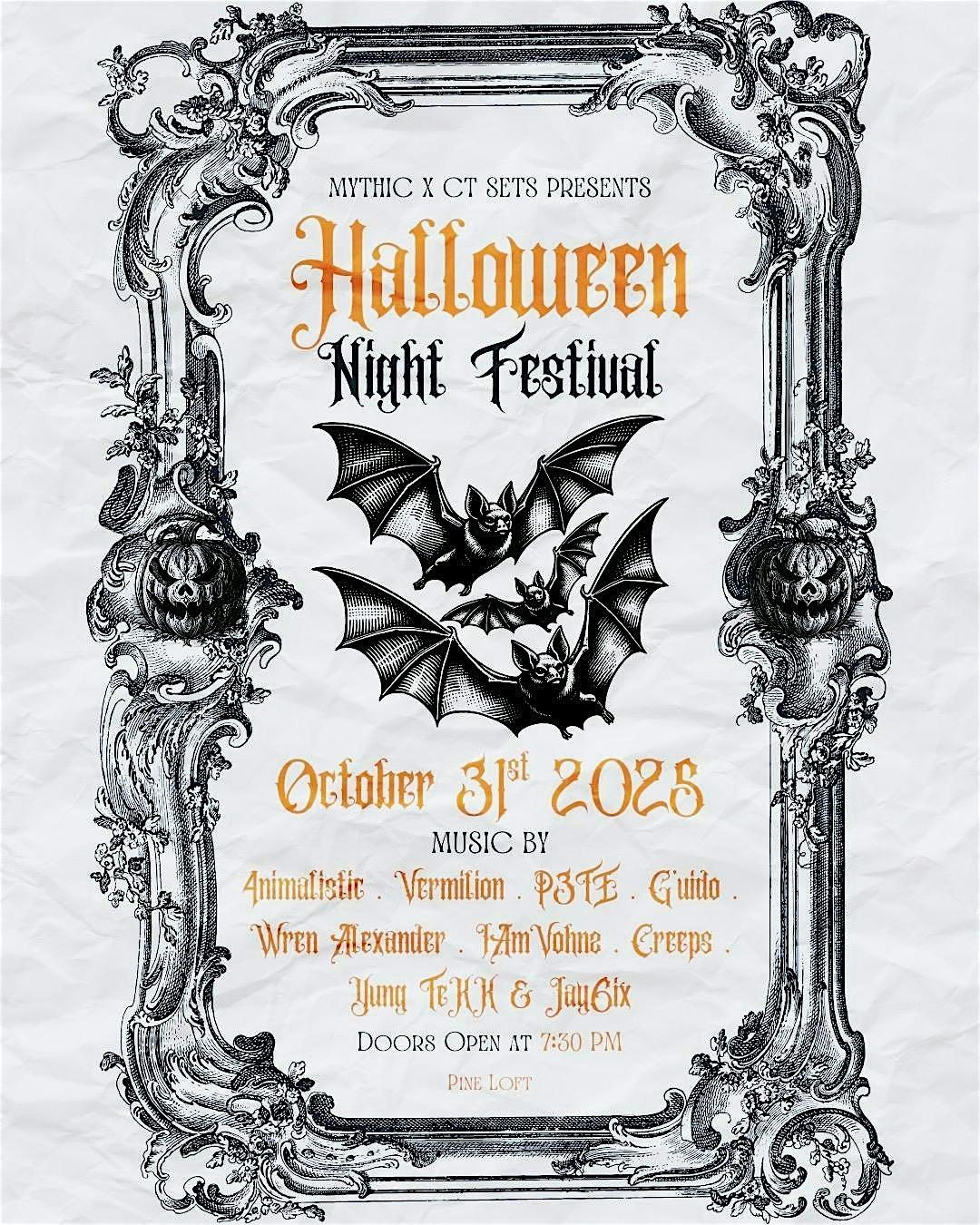 Mythic x CT Sets Presents: Halloween Night Music Festival & Costume Contest at Pineloft Restaurant – Berlin, CT