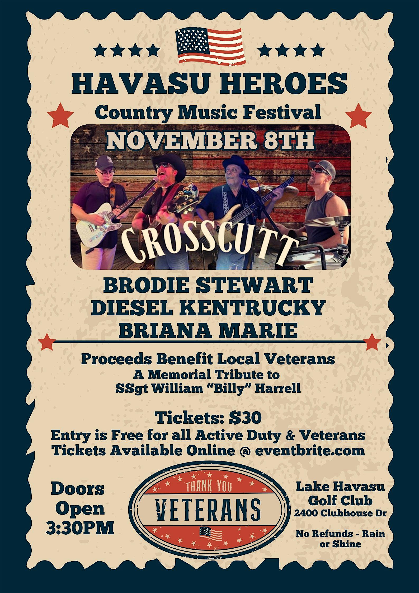 Havasu Heroes Country Music Festival at Lake Havasu Golf Club – Lake Havasu City, AZ