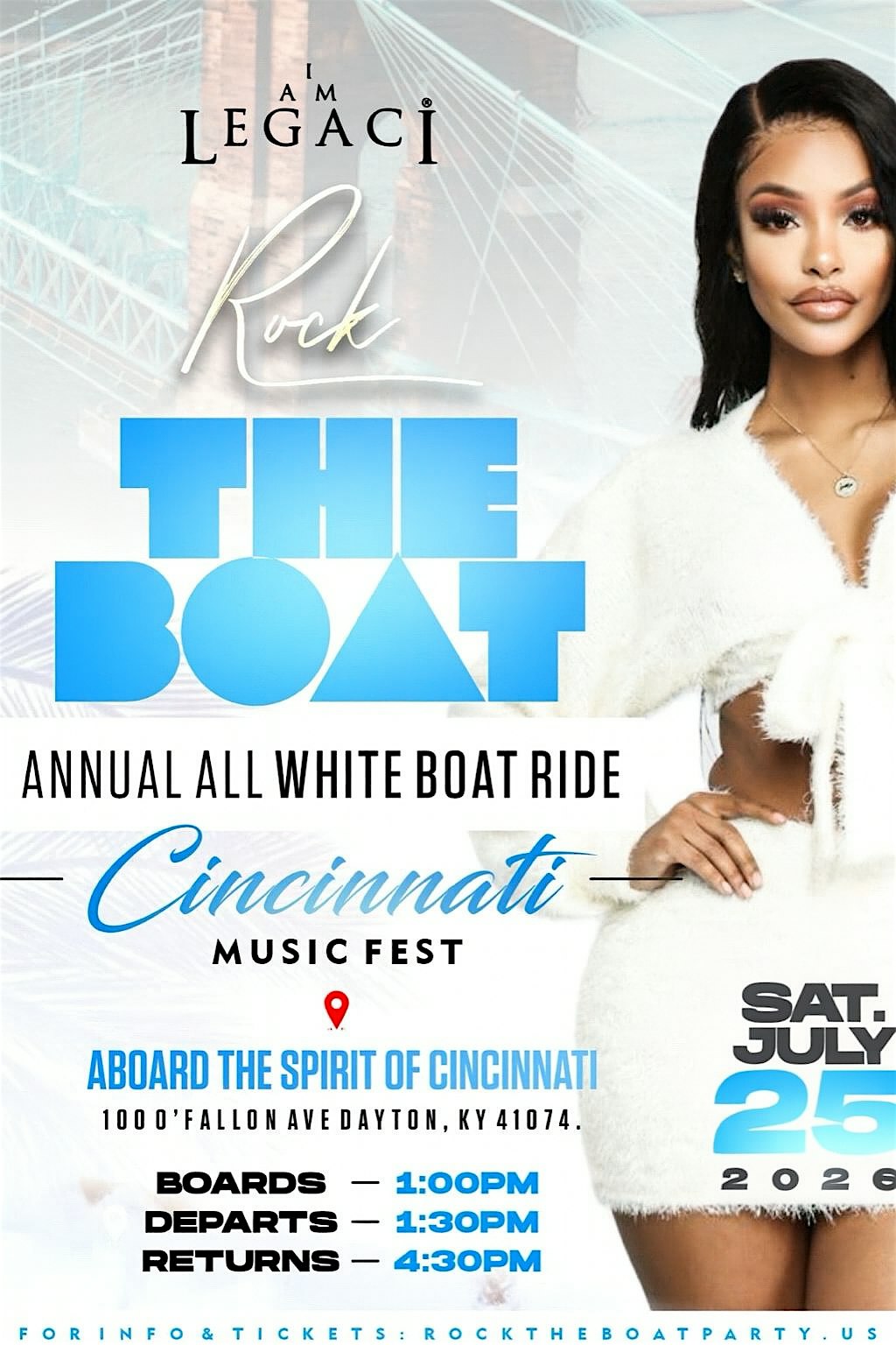 ROCK THE BOAT ANNUAL ALL WHITE BOAT RIDE PARTY CINCINNATI MUSIC FEST 2026 at SPIRIT OF CINCINNATI – Dayton, KY