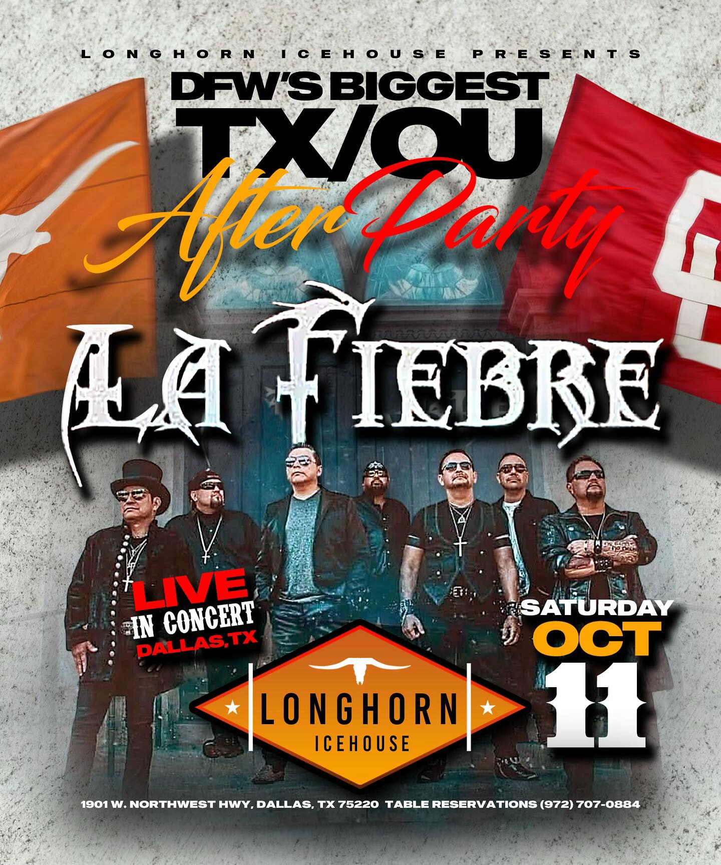 DFW’s Biggest TX/OU After Party with La Fiebre at Longhorn Icehouse – Dallas, TX