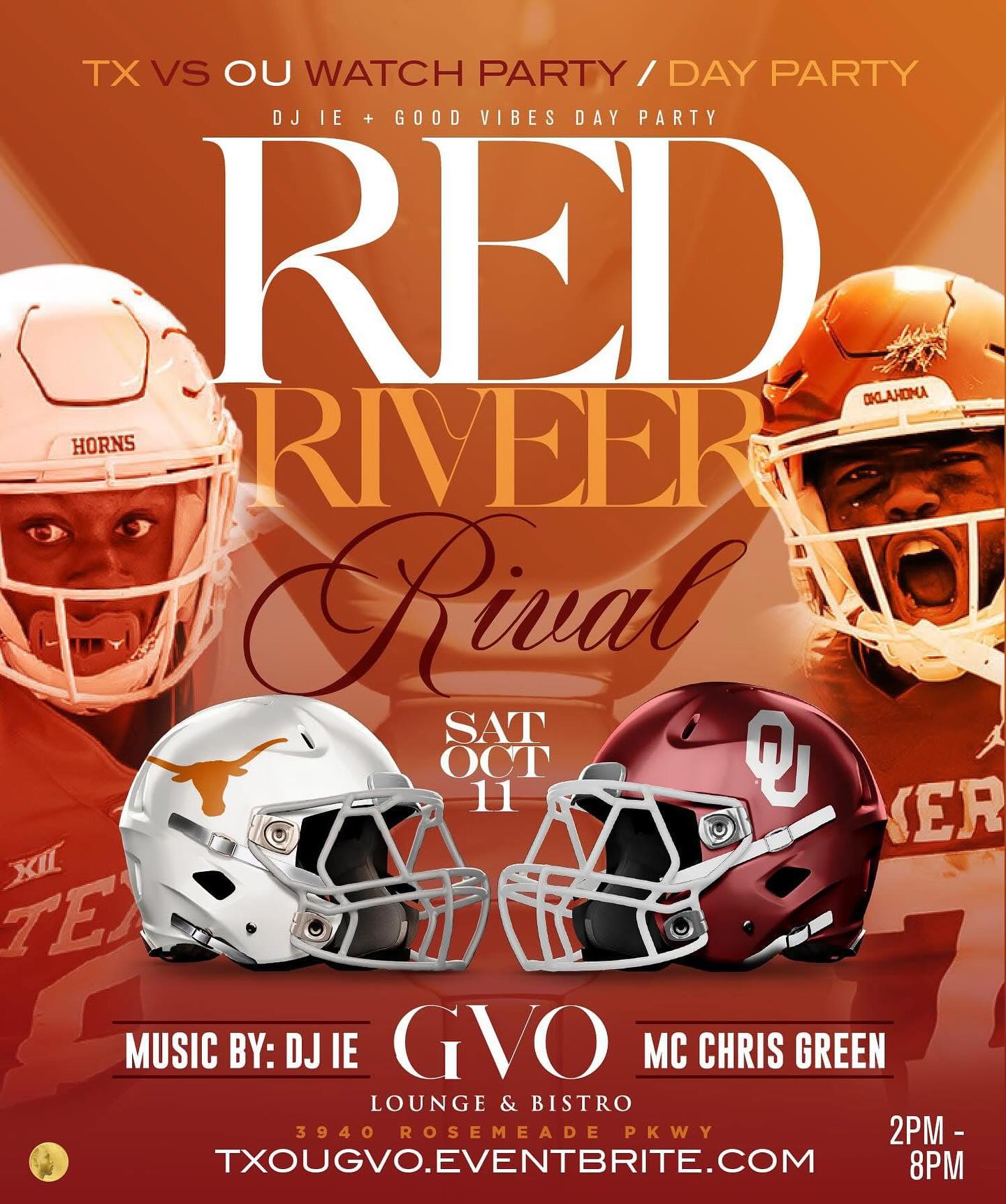 TX vs OU Watch Party/Day Party at GVO – Dallas, TX