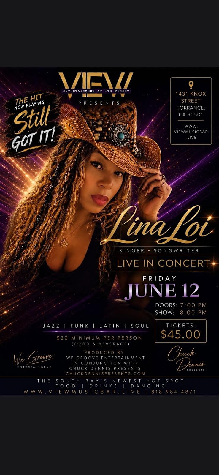 Lina Loi Live View Music Bar at View , Music Bar & Lounge – Torrance, CA