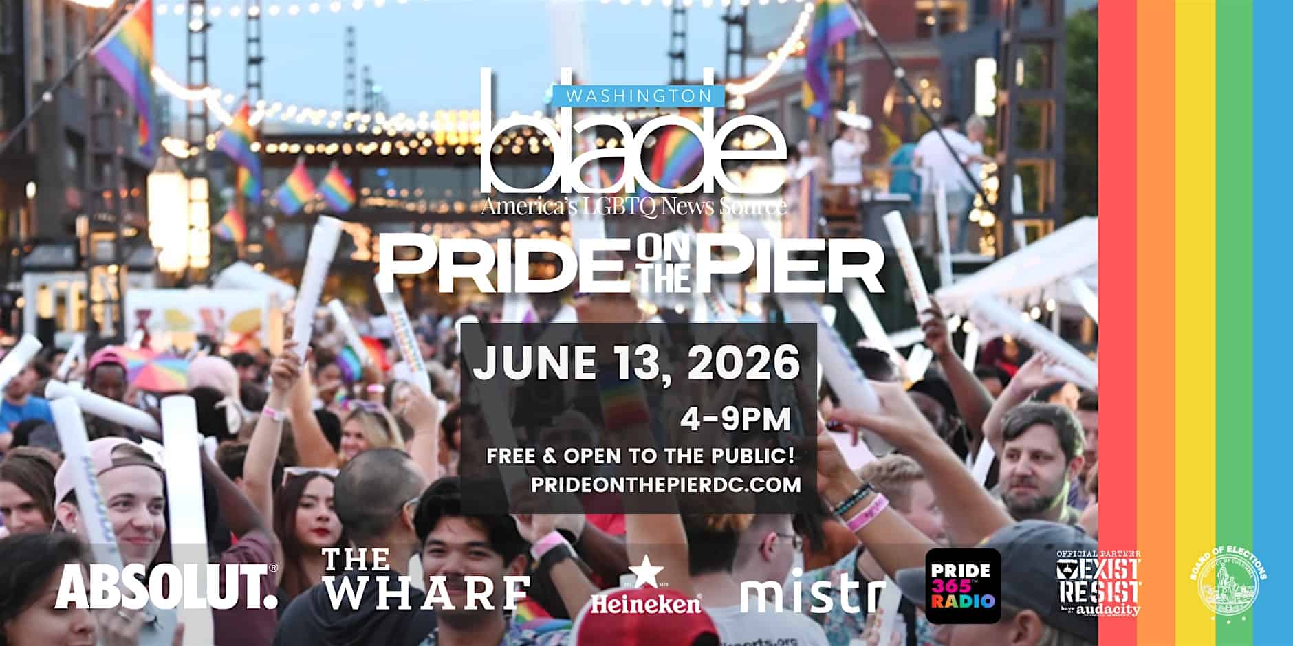 2026 Washington Blade Pride on the Pier at The Wharf DC – District Pier – Washington, DC