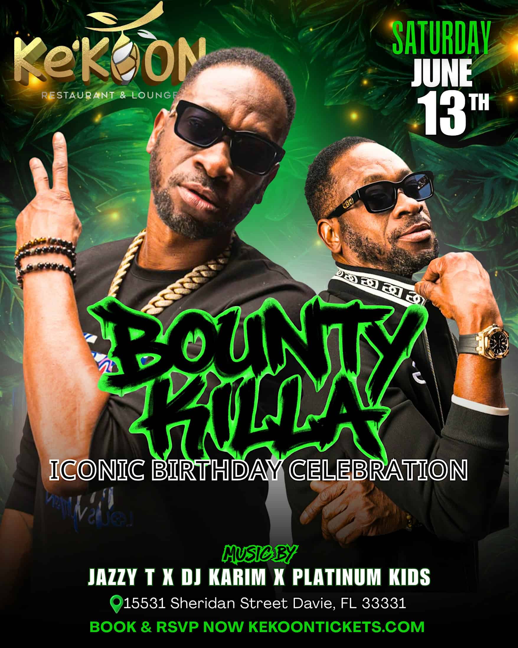 Bounty Killa “Birthday Celebration” Saturday! June 13th @ Kekoon at Kekoon Restaurant & Lounge – Davie, FL