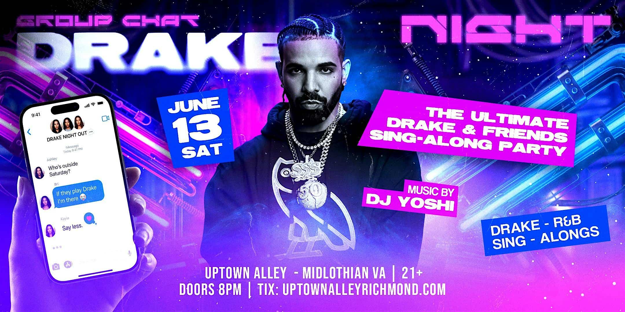 DRAKE NIGHT at Uptown Alley at Uptown Alley Richmond – Midlothian, VA