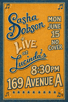 Sasha Dobson at Lucinda’s – New York, NY