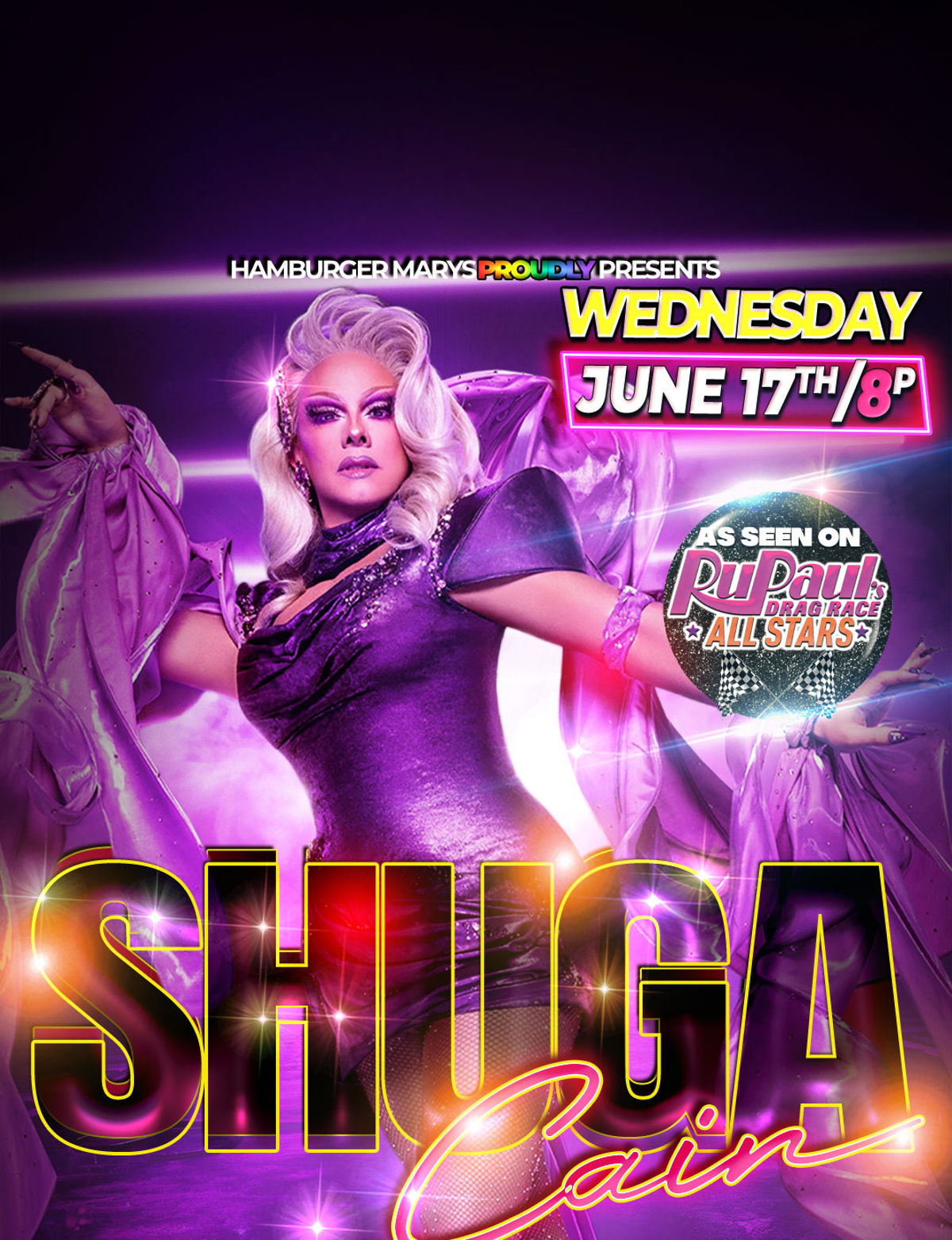 Drag Race ALL STARS DIVA SHUGA CAINE @ Hamburger Mary’s Long Beach at – Long Beach, CA