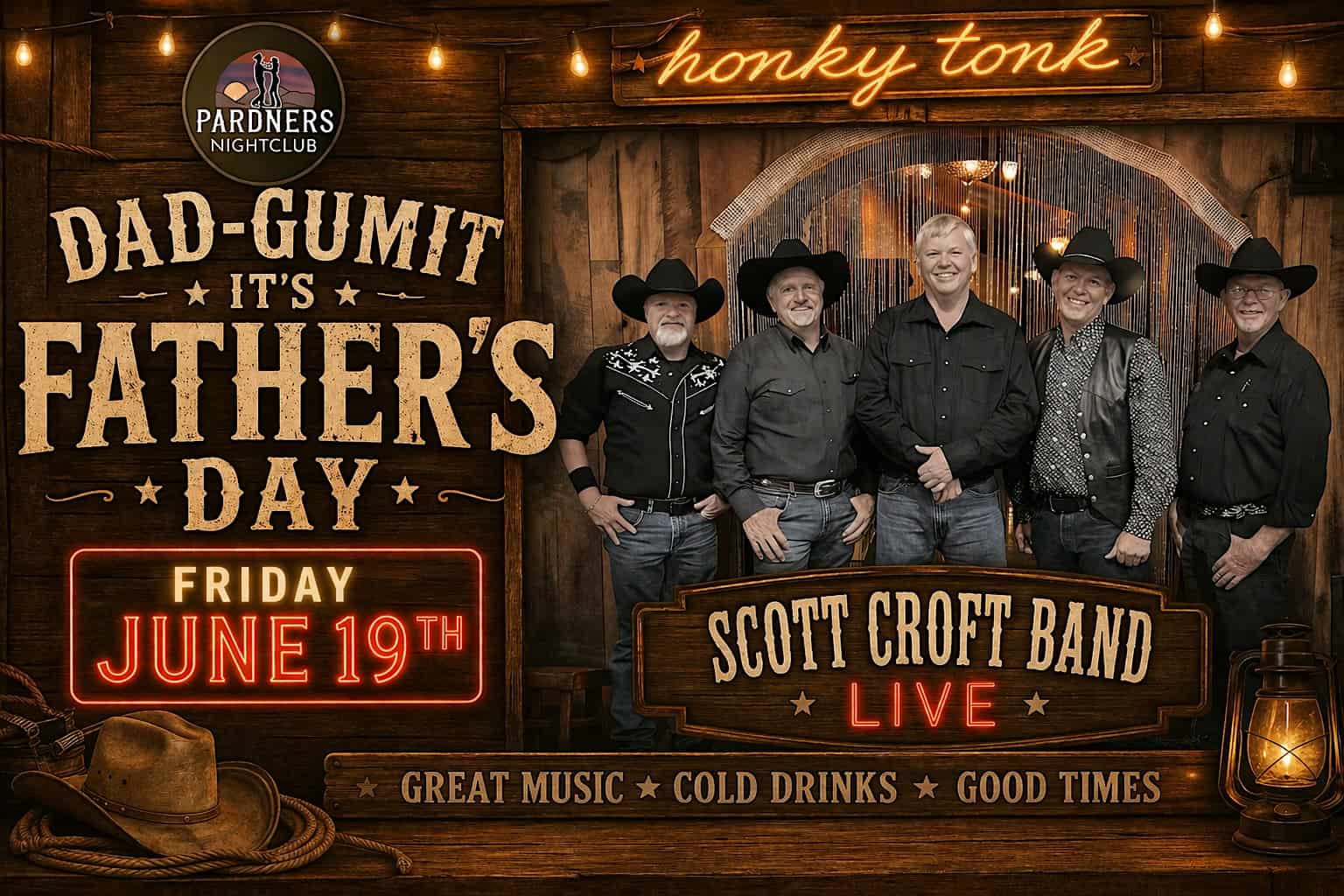 Table Reservation for Scott Croft 6/19 at Pardners Nightclub Largest Dancehall – Buchanan Dam, TX