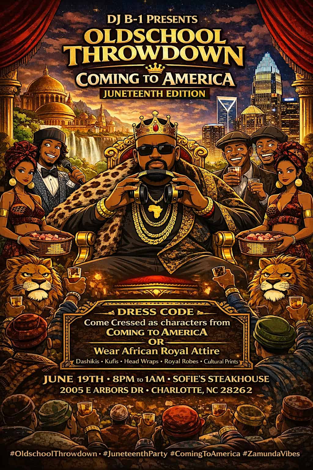 DJ B-1 PRESENTS OLD SCHOOL THROWDOWN COMING TO AMERICA JUNETEENTH EDITION at Sofies Steakhouse – Charlotte, NC