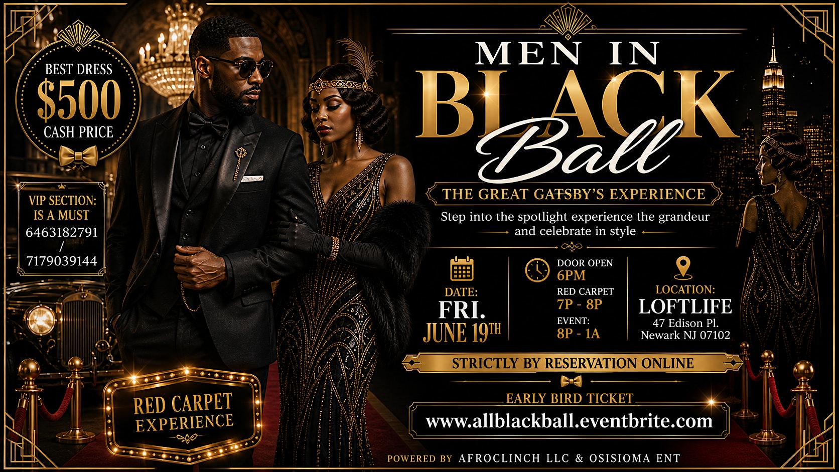 MEN IN BLACK (The Great Gatsby’s Experience Ball) at Loft Life Venue – Newark, NJ