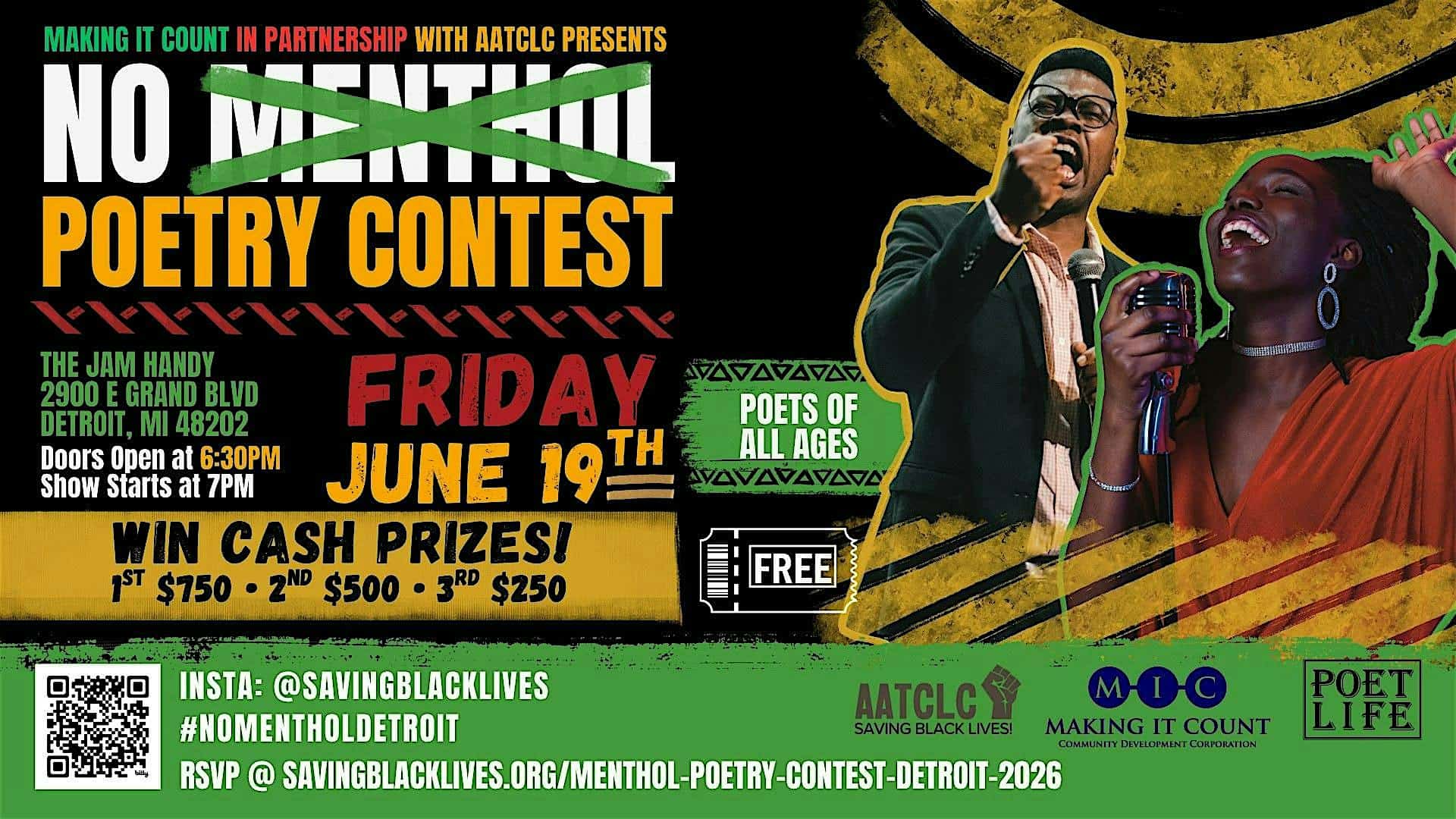 No Menthol Poetry Contest Detroit at Jam Handy – Detroit, MI