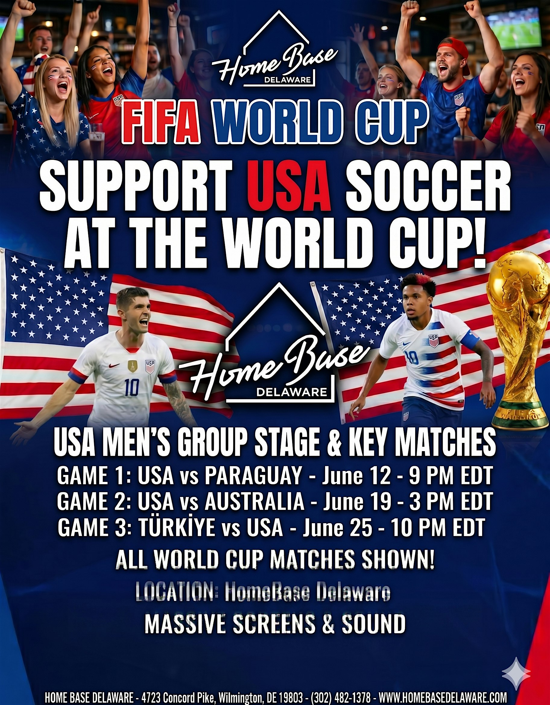 ⚽ FIFA World Cup Watch Parties: Support Team USA at HomeBase Delaware! at HomeBase Delaware – Wilmington, DE