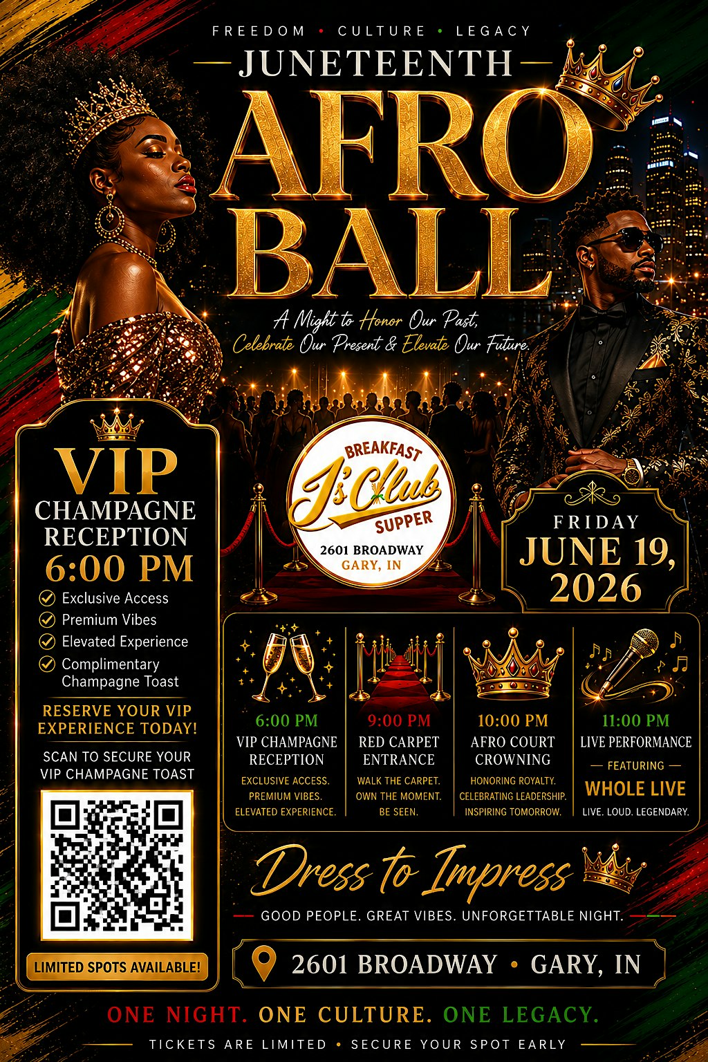 Afro Ball – Juneteenth Edition VIP Champagne Toast & Afro Ball Experience at J’s Breakfast Club – Gary, IN