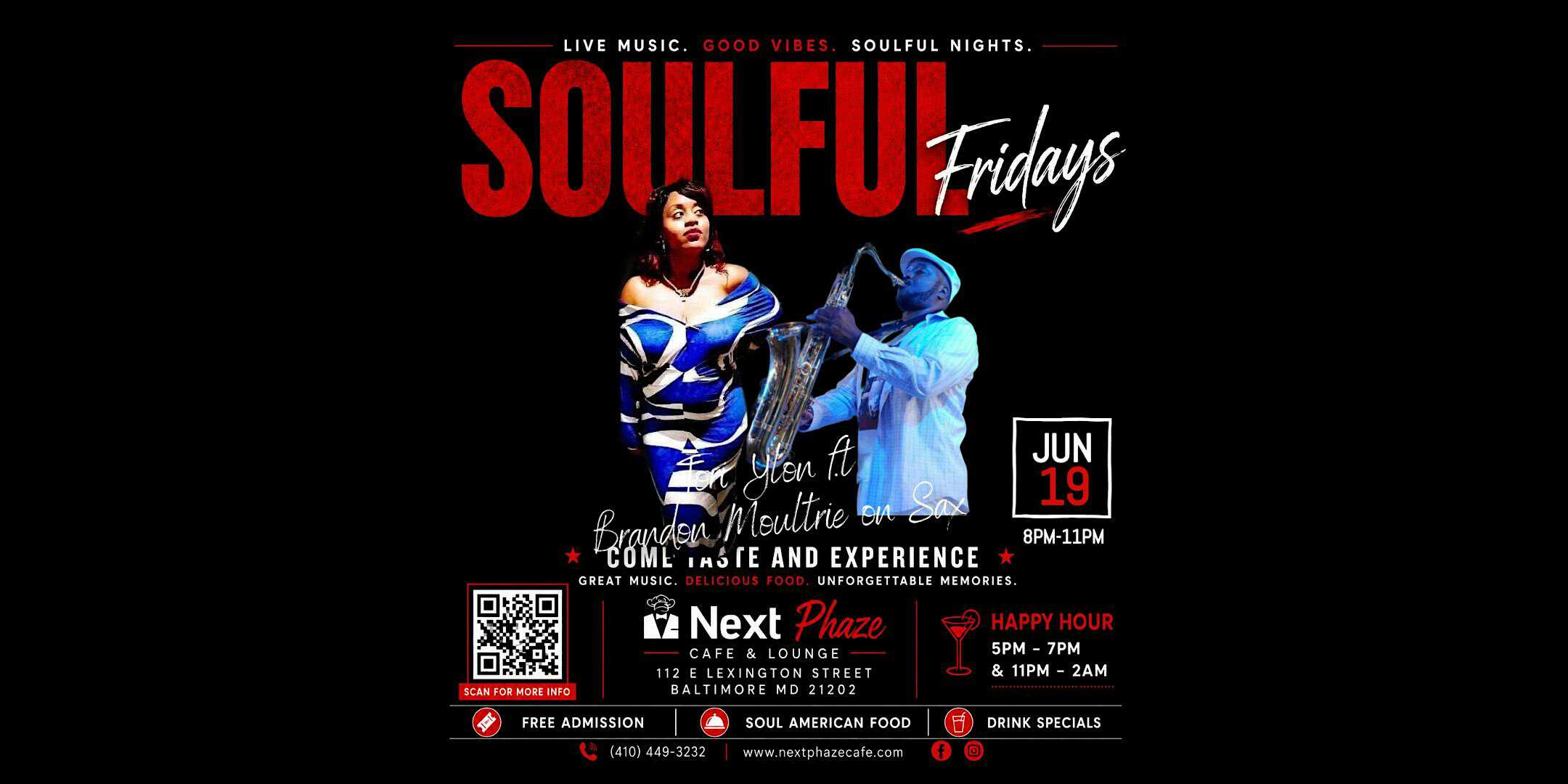 Soulful Fridays ft. Tori Ylon with Brandon Moultrie on Sax at Next Phaze Cafe – Baltimore, MD