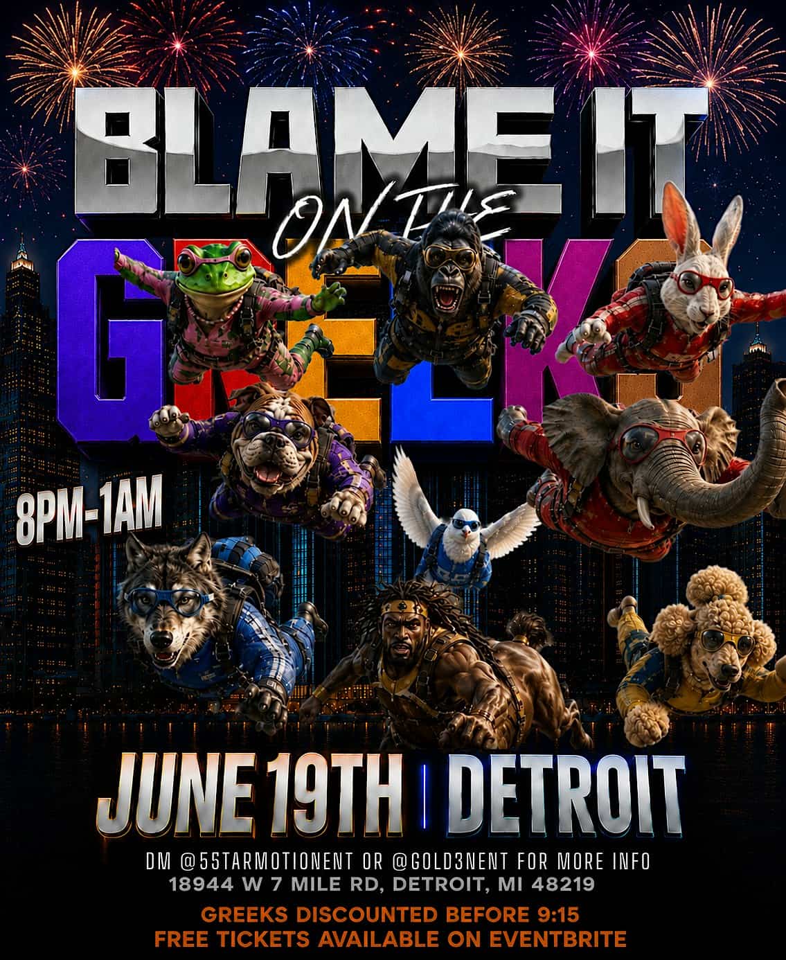 BLAME IT ON THE GREEKS at 18944 W Seven Mile Rd – Detroit, MI