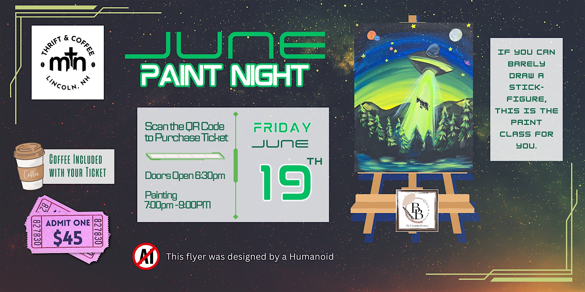 June Paint & Sip at Mountain Thrift and Coffee – Lincoln, NH