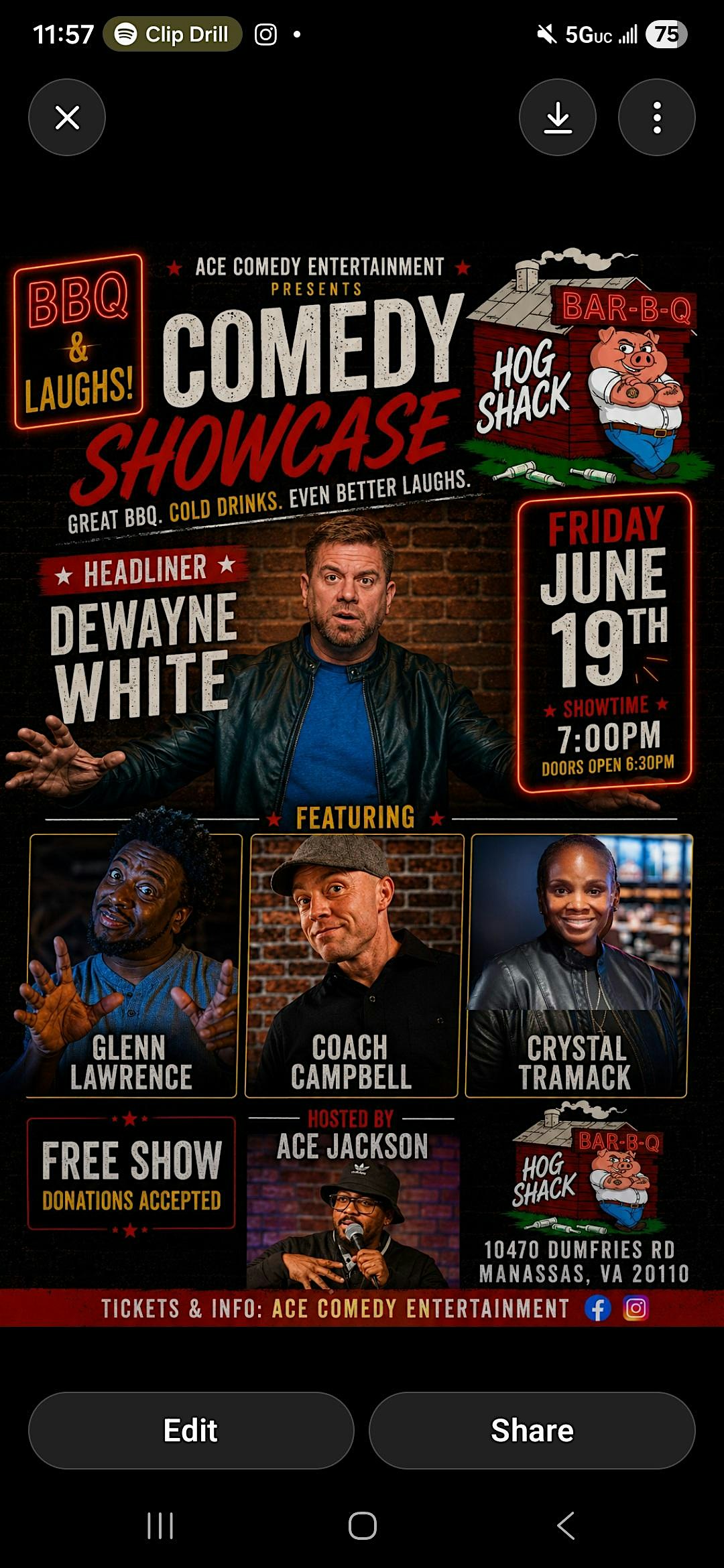 Free Comedy Showcase at Hog Shack Bar-B-Q at Hog Shack Bar-B-Q – Manassas, VA