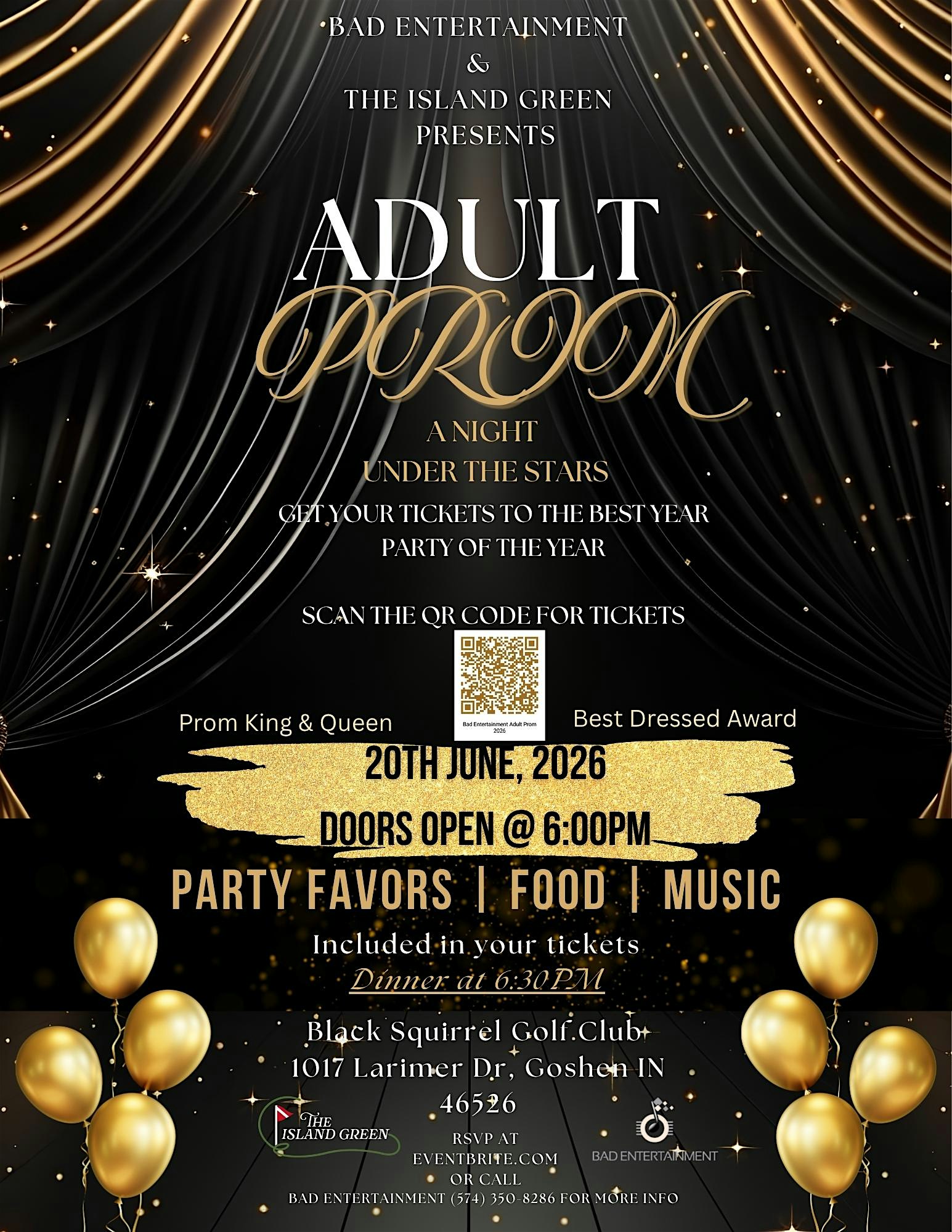 Bad Entertainment Annual Adult Prom at Black Squirrel Golf Club – Goshen, IN