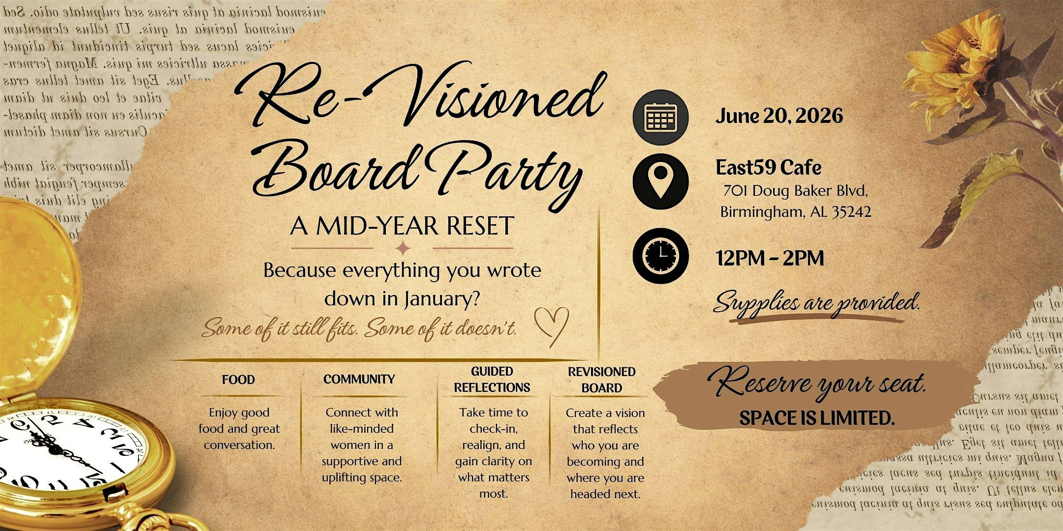 RE-VISION BOARD PARTY: A Mid-Year Reset at East 59 Cafe – Birmingham, AL