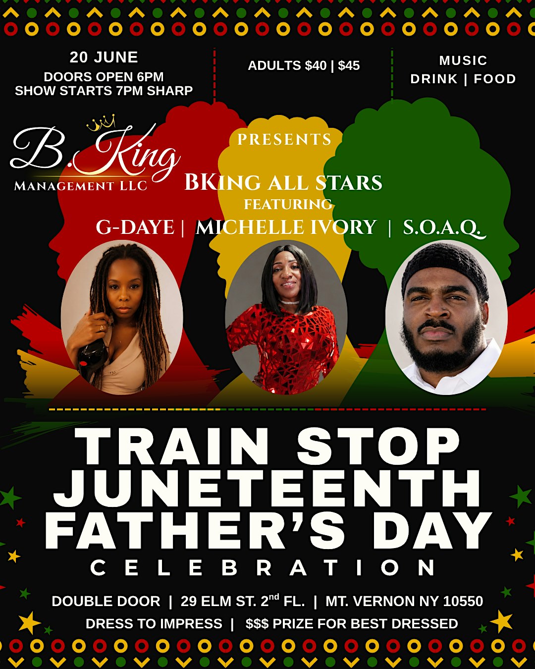 BKing Mgmt LLC presents Juneteenth Father’s Day Celebration at Double Door Event space – Mount Vernon, NY