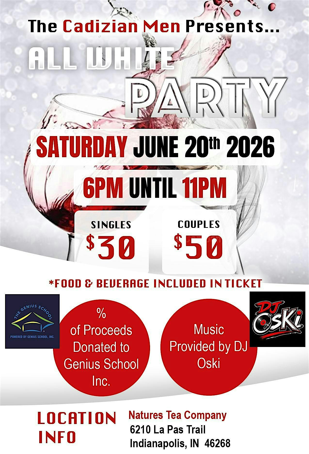 All White Party at Nature’s Tea Company – Indianapolis, IN