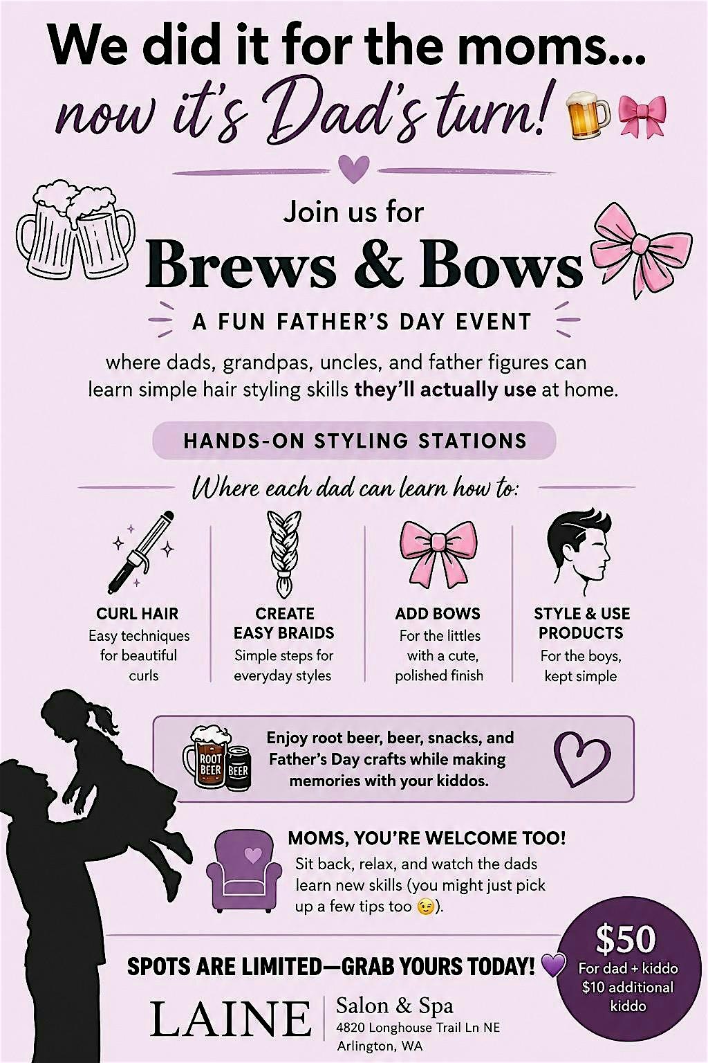 Brews & Bows at Laine Salon & Spa – Arlington, WA