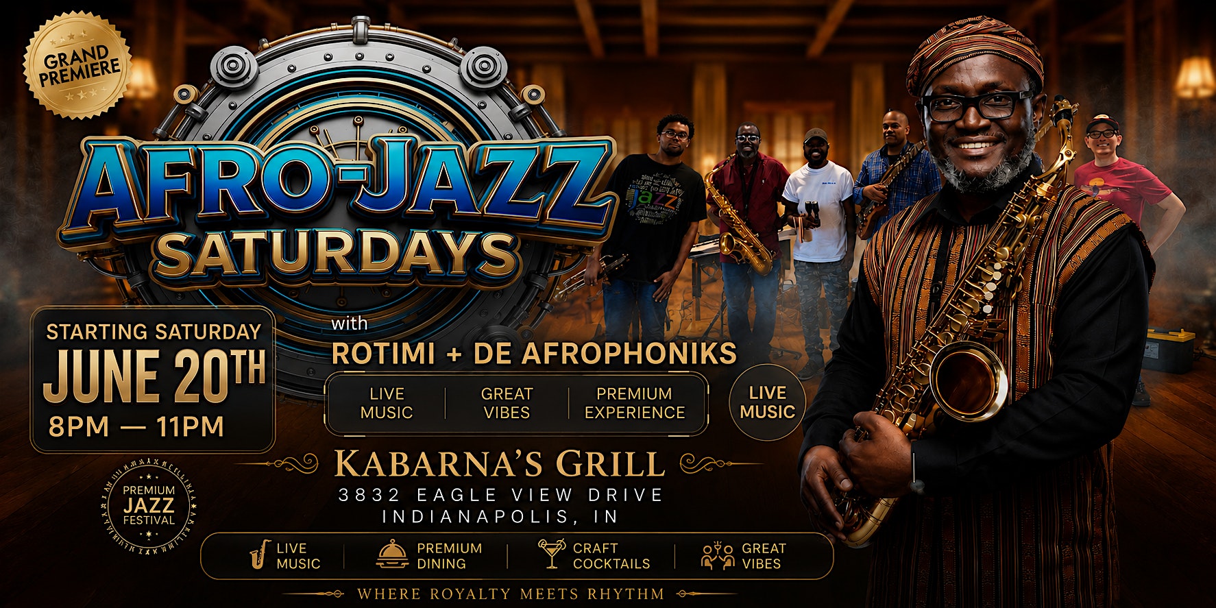 Afro jazz Saturday at Kabarna’s Grill and Galleria – Indianapolis, IN