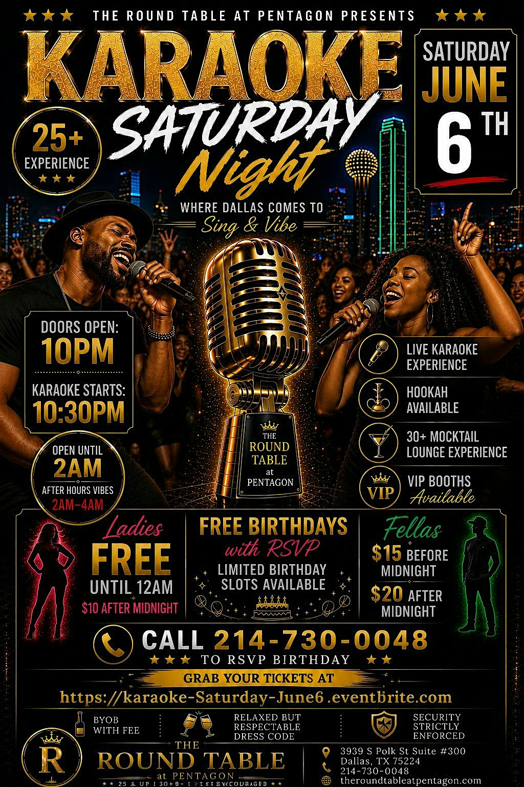 Karaoke Saturdays at The Round Table Father’s Day / Juneteenth Weekend at The Round Table at Pentagon – Dallas, TX