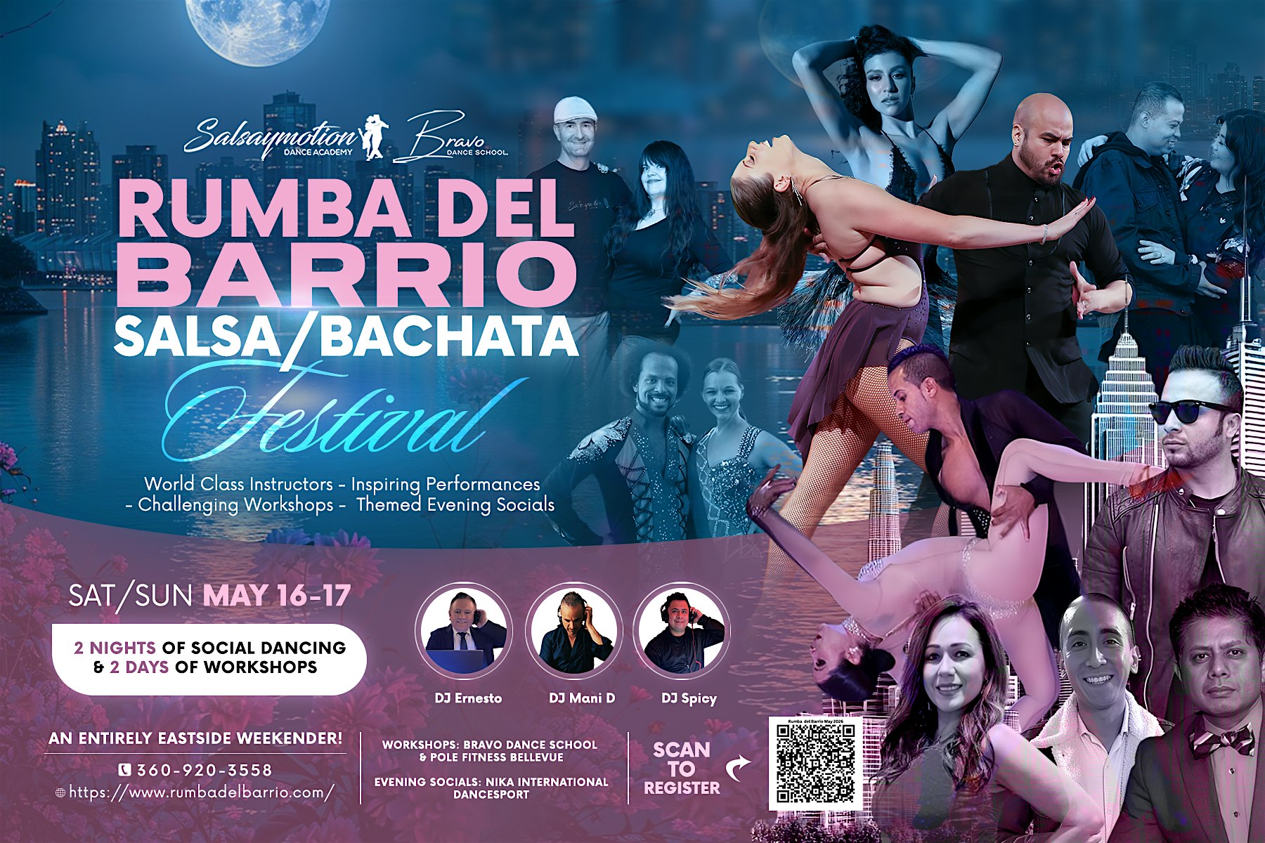 Rumba Del Barrio Salsa/Bachata Festival May 16-17, 2026 at Bravo Dance School – Bellevue, WA