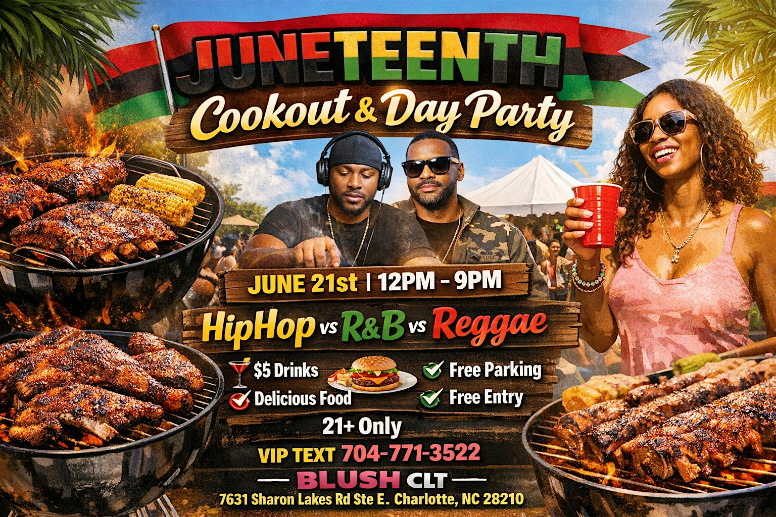 Queen City Juneteenth Cookout & Day Party at Blush CLT – Charlotte, NC