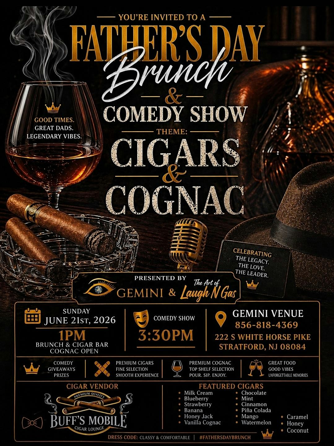 Father’s Day Brunch & Comedy Show at 222 S White Horse Pike – Stratford, NJ