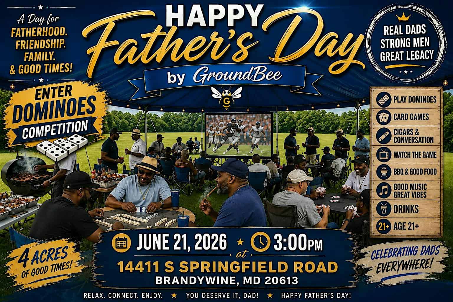 Fathers Day BBQ and Dominoes Competition at 14411 S Springfield Rd – Brandywine, MD