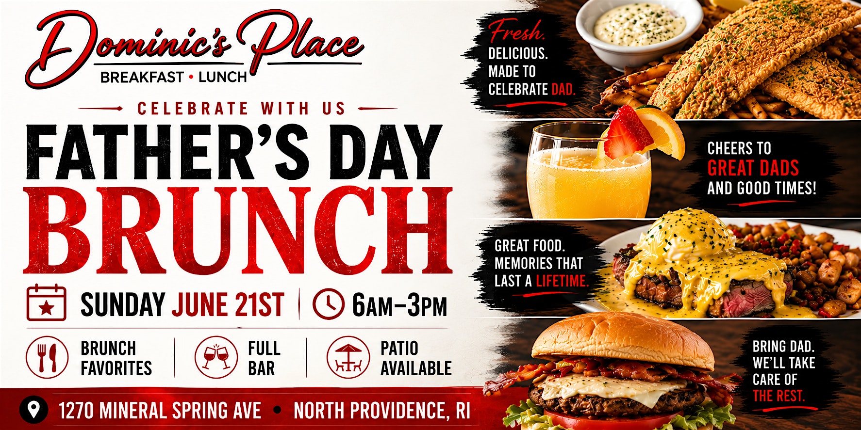Father’s Day Brunch at Dominic’s Place! at Dominics place – North Providence, RI