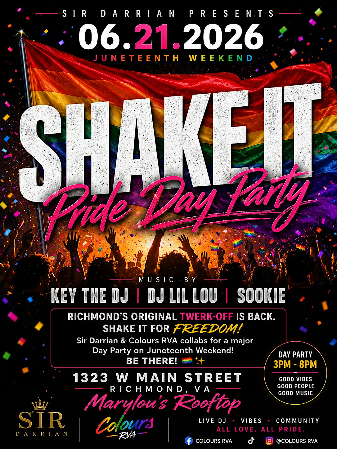 SHAKE IT! PRIDE ROOFTOP DAY PARTY! at Marylous Soul Dining Experience – Richmond, VA