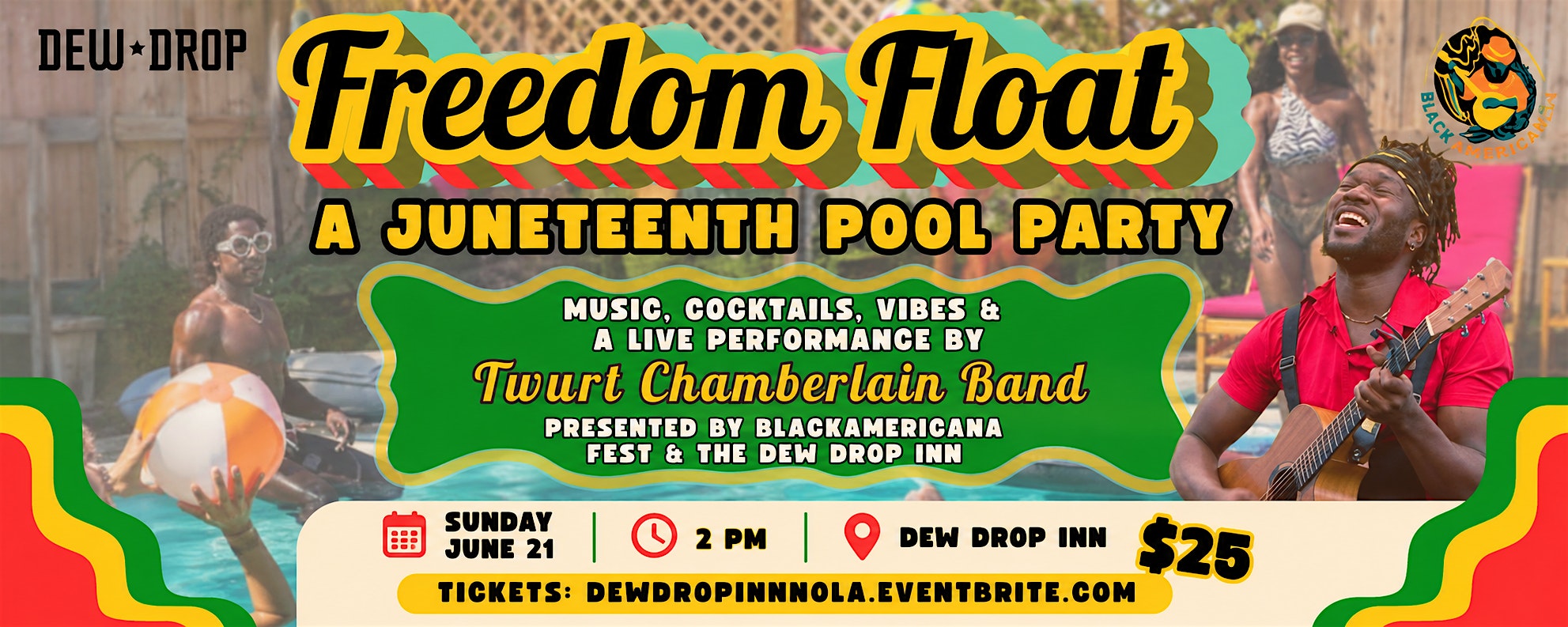 Freedom Float : A Juneteenth Pool Party at Dew Drop Inn Hotel & Lounge, Lasalle Street, New Orleans, LA, USA – New Orleans, LA