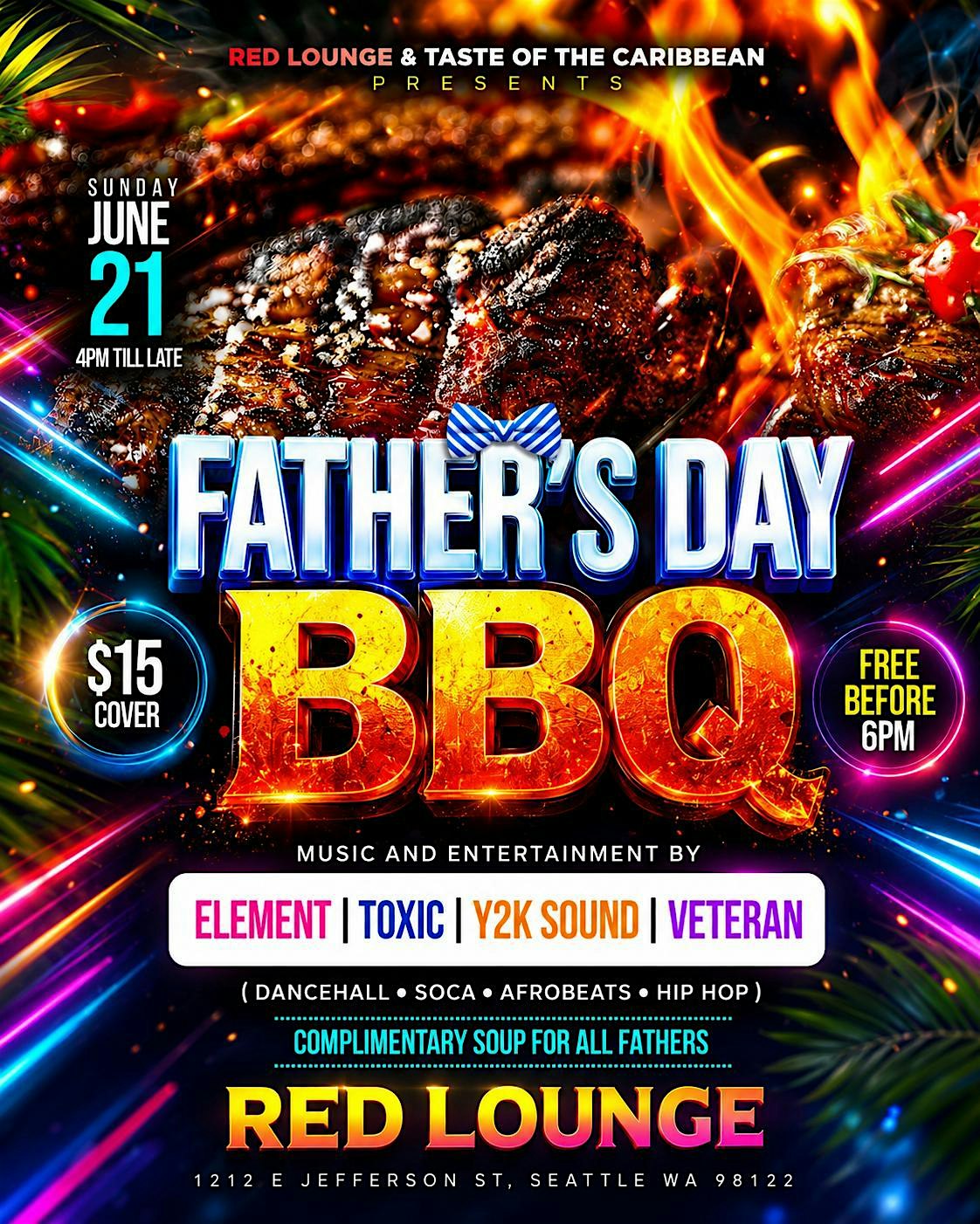 Father’s Day BBQ & Day Party at Red Lounge – Seattle, WA