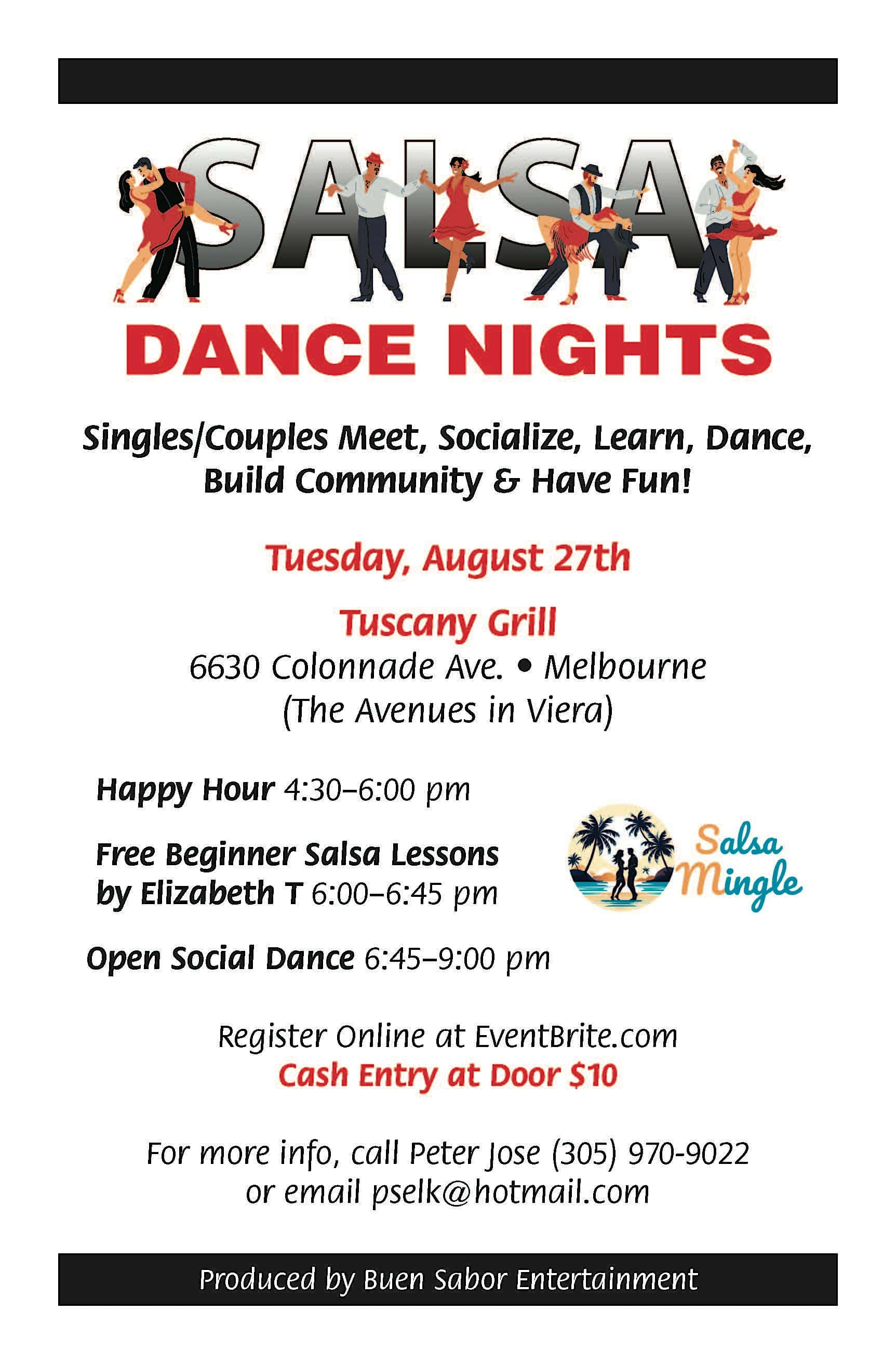 Salsa Dance Nights at Tuscany Grill – Melbourne, FL