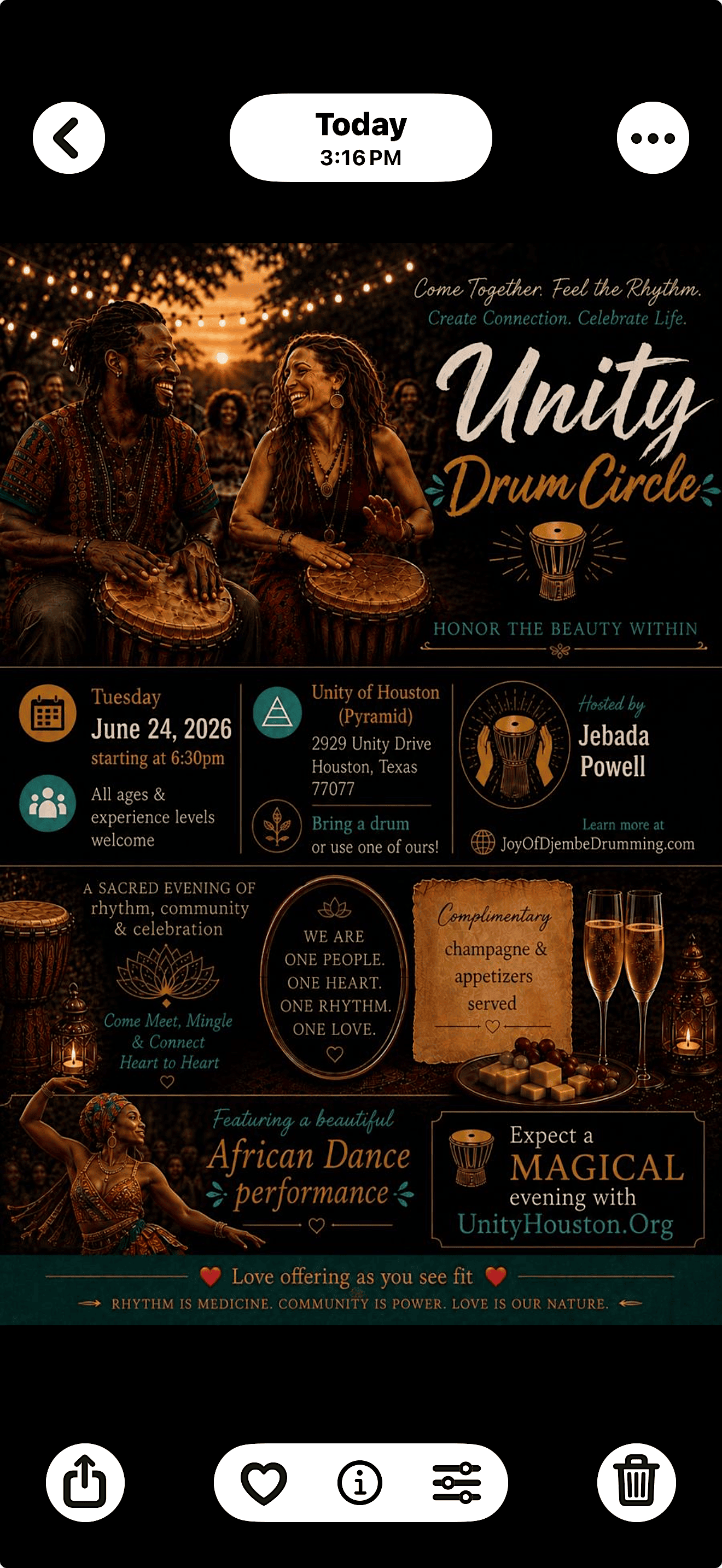 Unity Drum Circle at Unity of Houston – Houston, TX